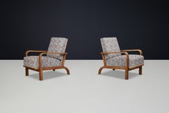 Pareja de sillones reclinables checoslovacos de los años 30 con tapicería floral original