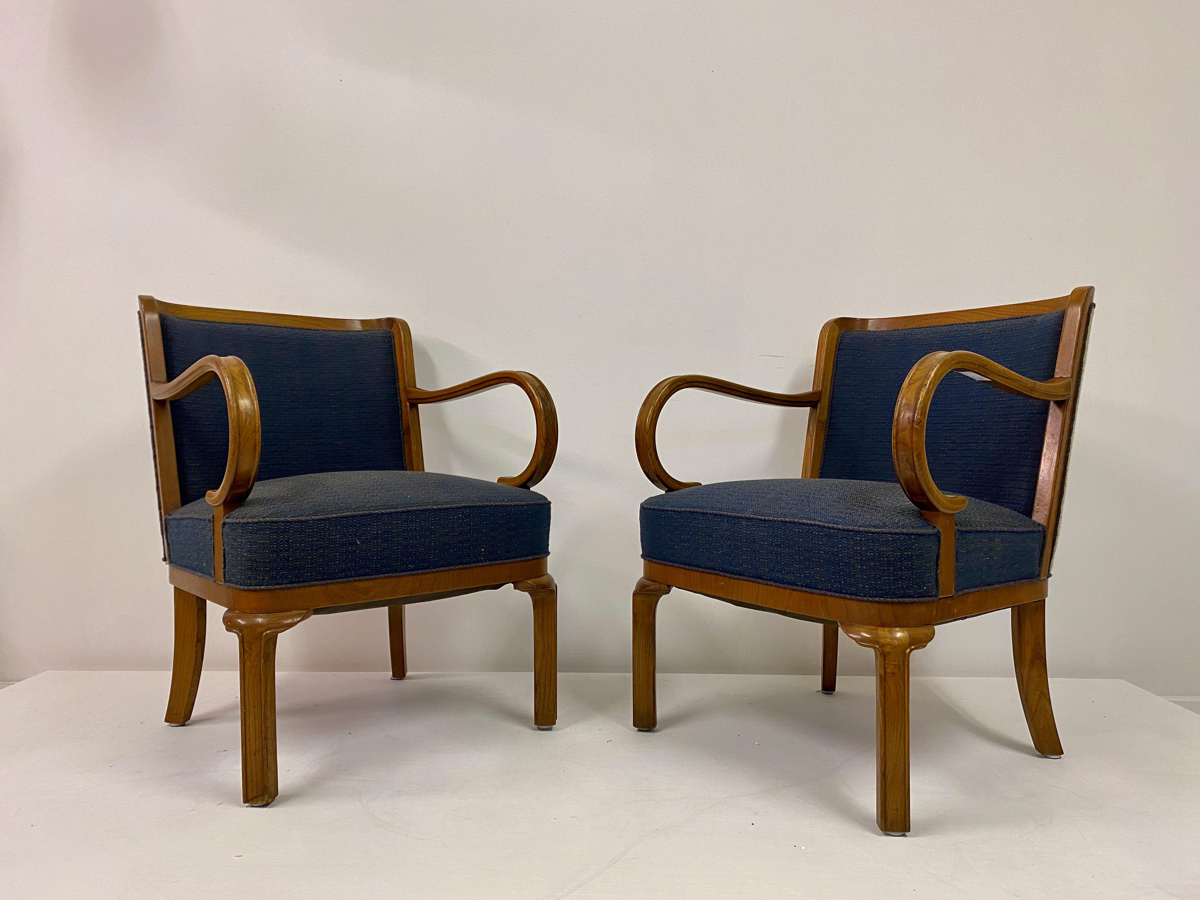 Pair of 1930s Danish Armchairs by Lysberg & Hansen In Good Condition In London, London