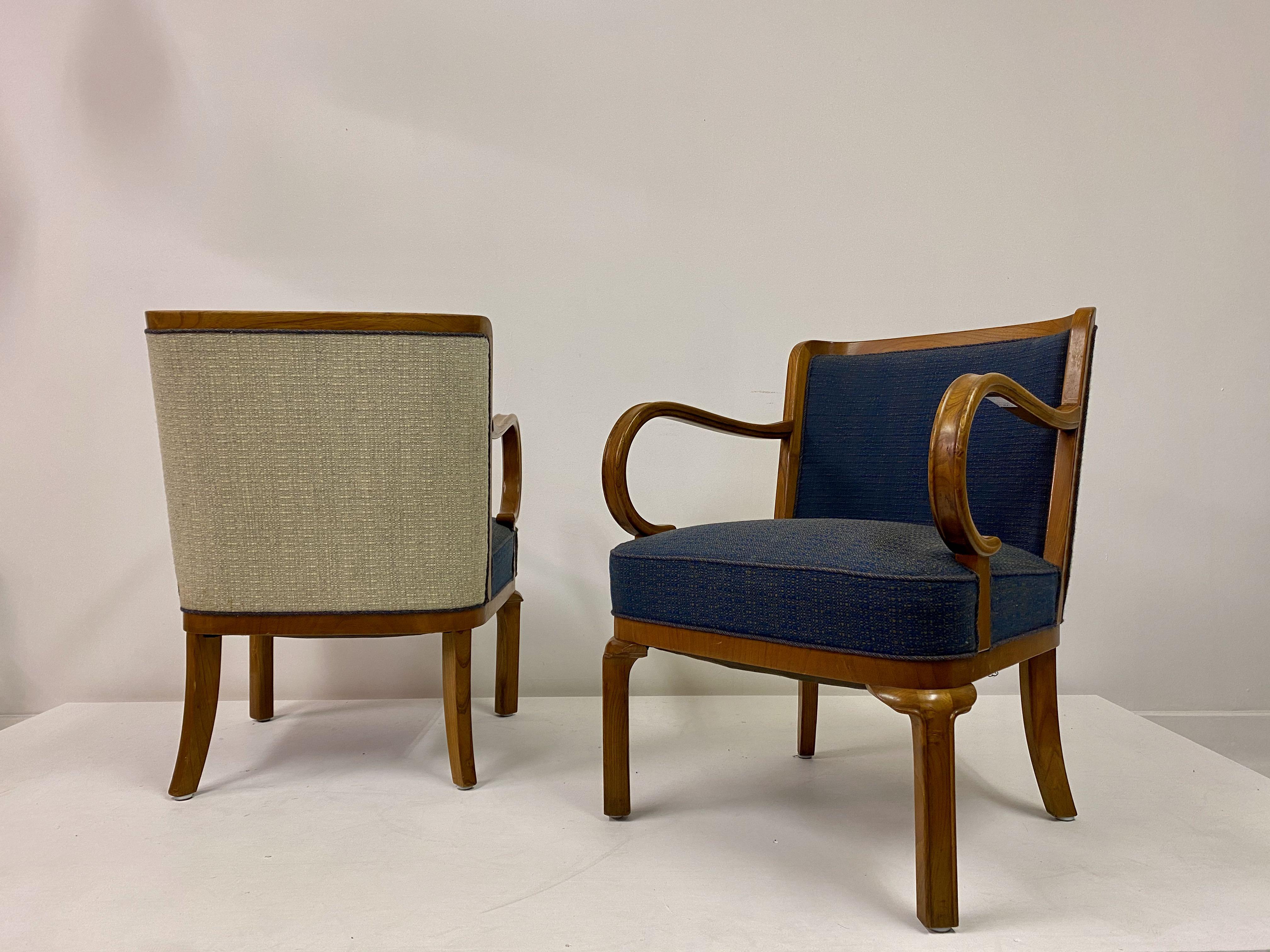 Pair of 1930s Danish Armchairs by Lysberg & Hansen 2