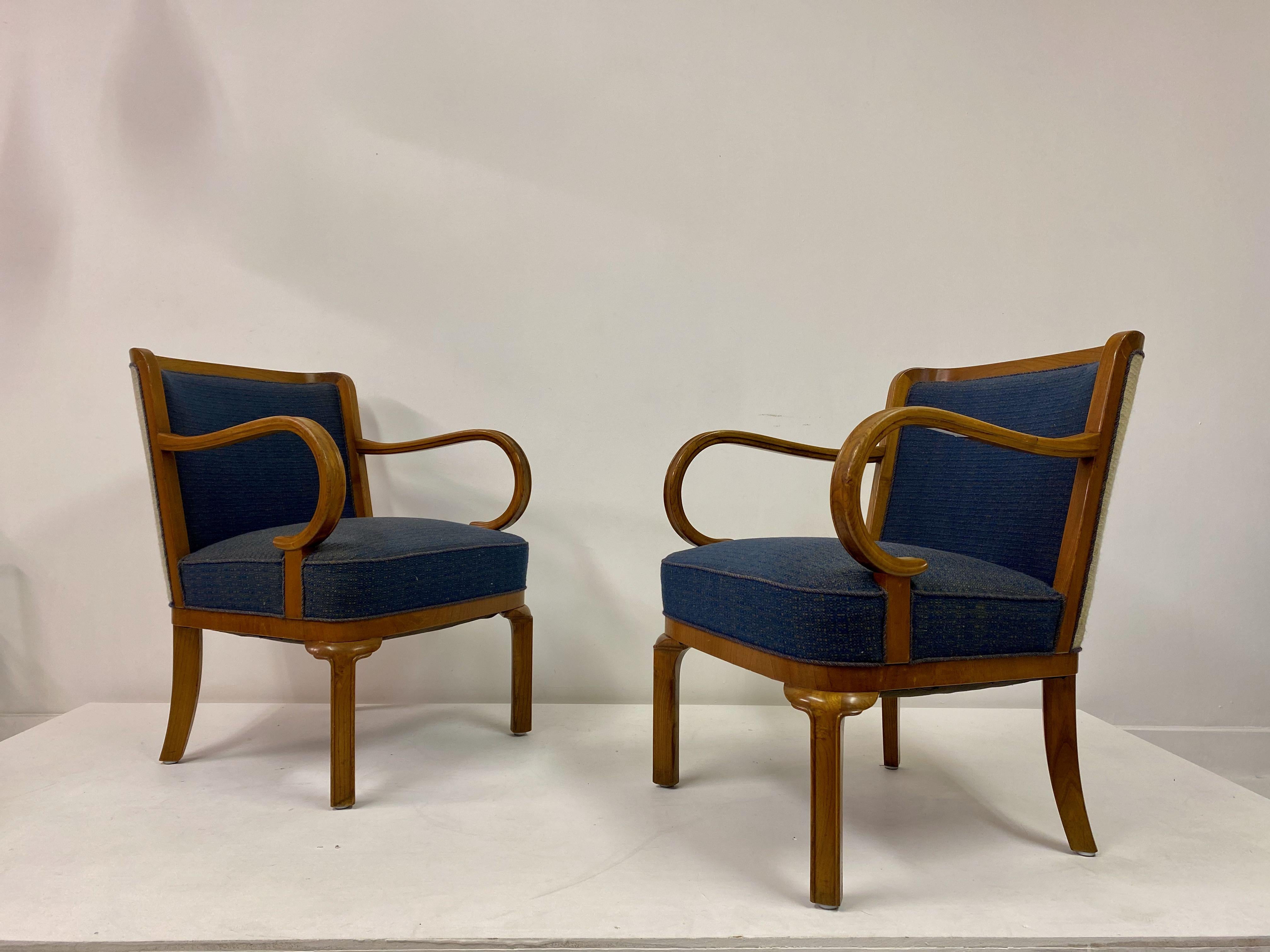 Pair of 1930s Danish Armchairs by Lysberg & Hansen 3