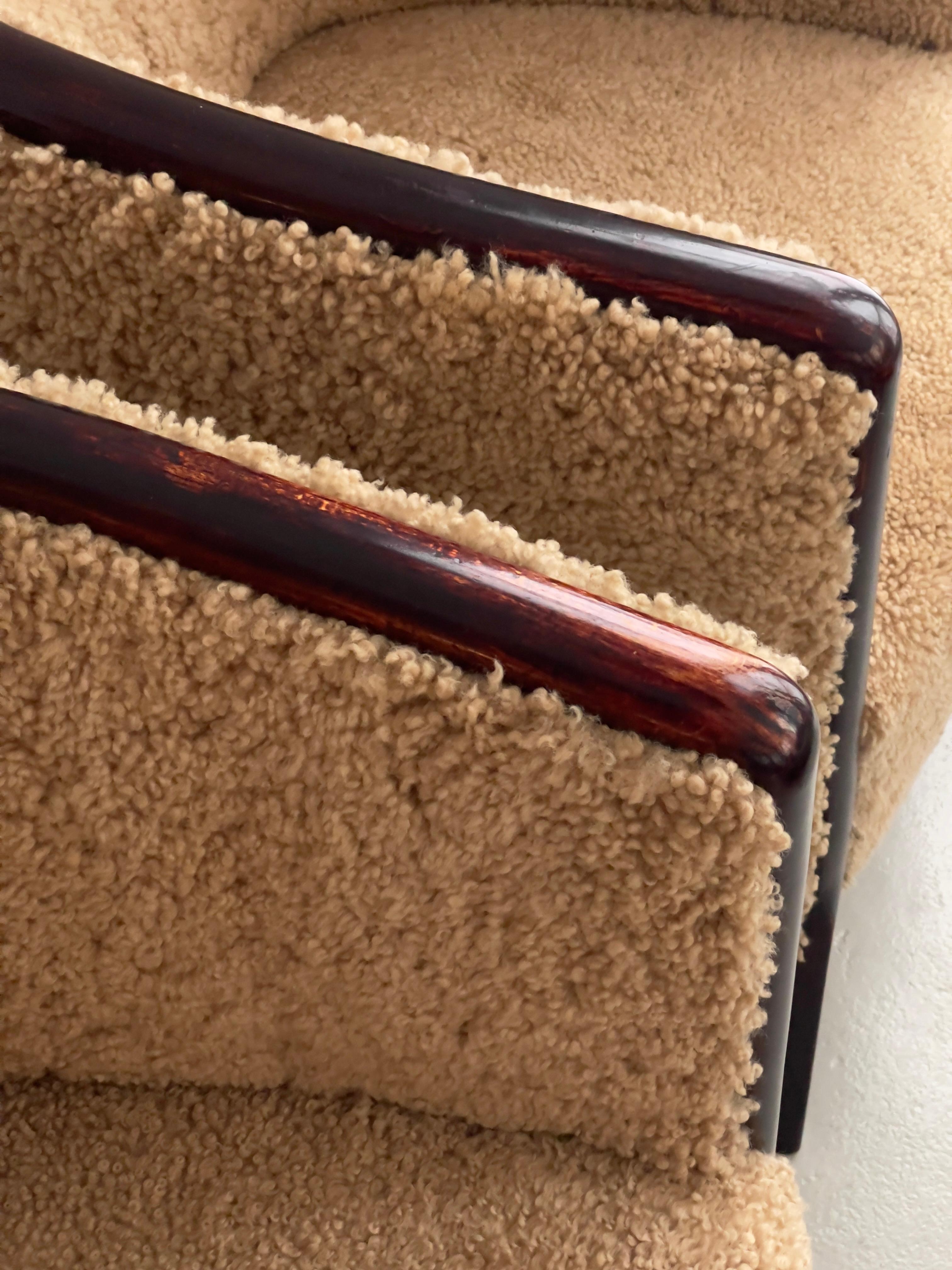 Pareja de sillones art déco daneses de los años 30 retapizados en piel de cordero marrón de primera calidad. en venta 4