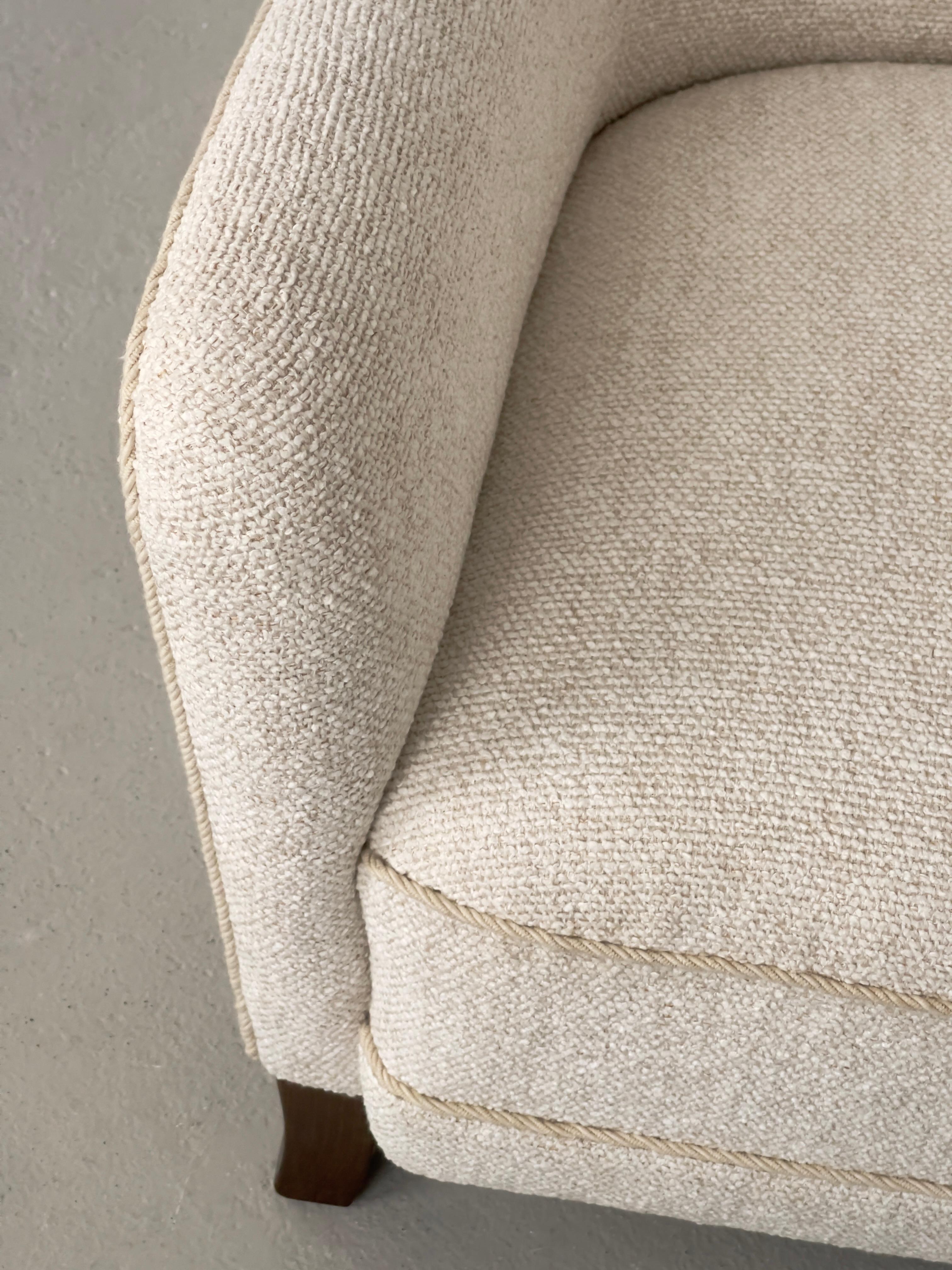 Pair of 1930s danish cabinet maker lounge chairs reupholstered in Kvadrat bouclé For Sale 9