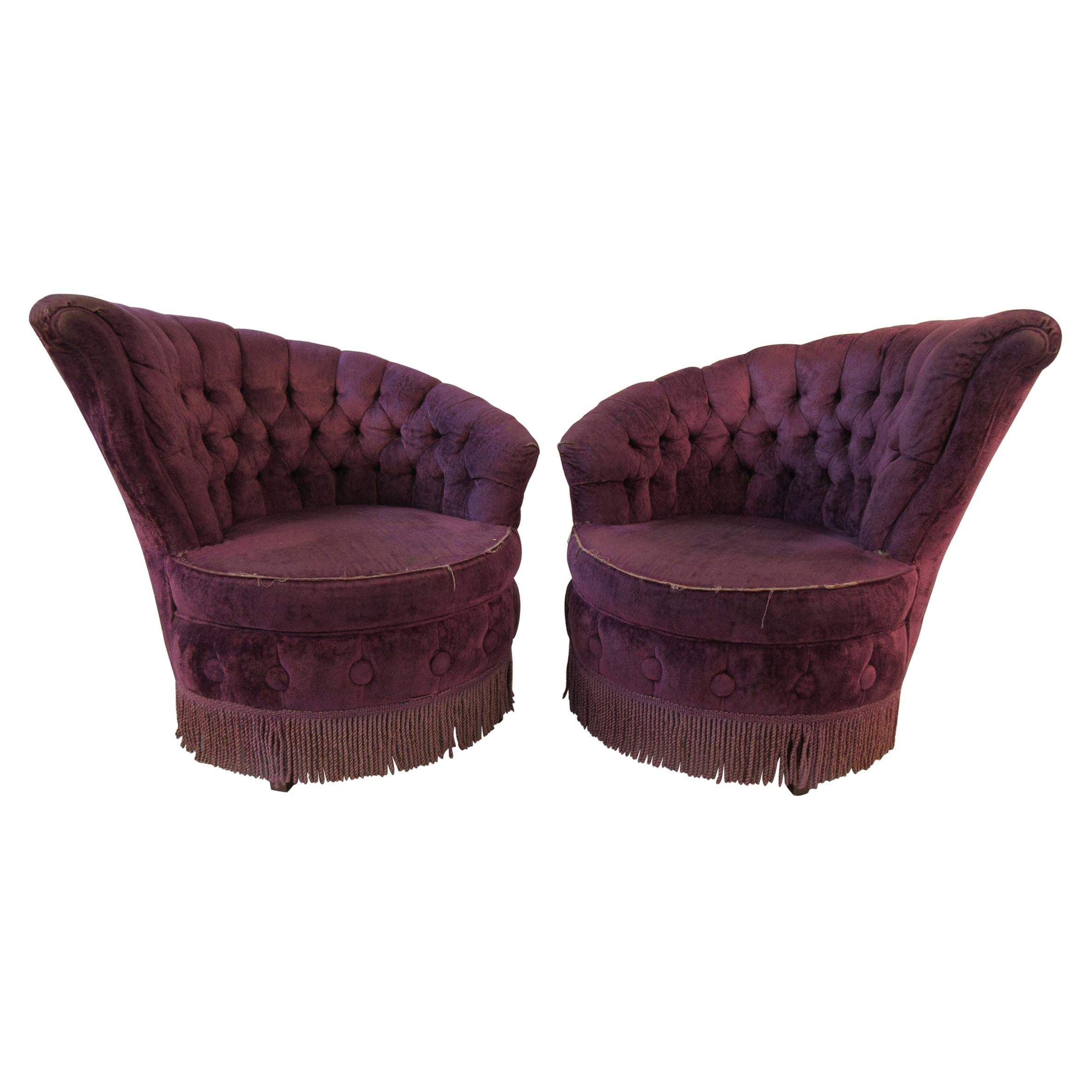 Pair of 1930s Deco Upholstered Chairs