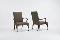 Pair of 1930s English Walnut Armchairs