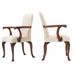 Pair of 1930s English Walnut Chairs