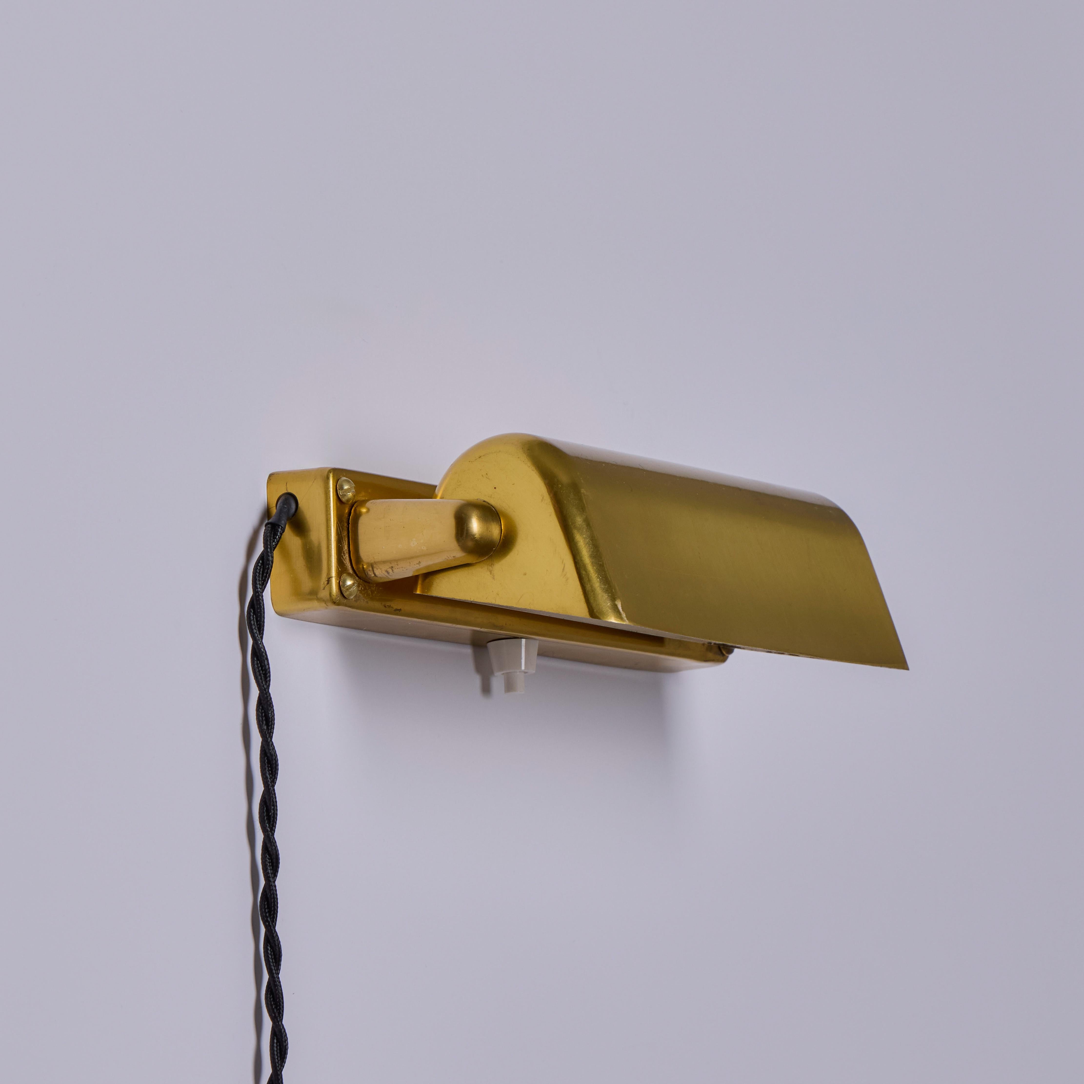 Pair of 1930s Finnish Brass Plug-In Wall Lights Attributed to Paavo Tynell For Sale 5