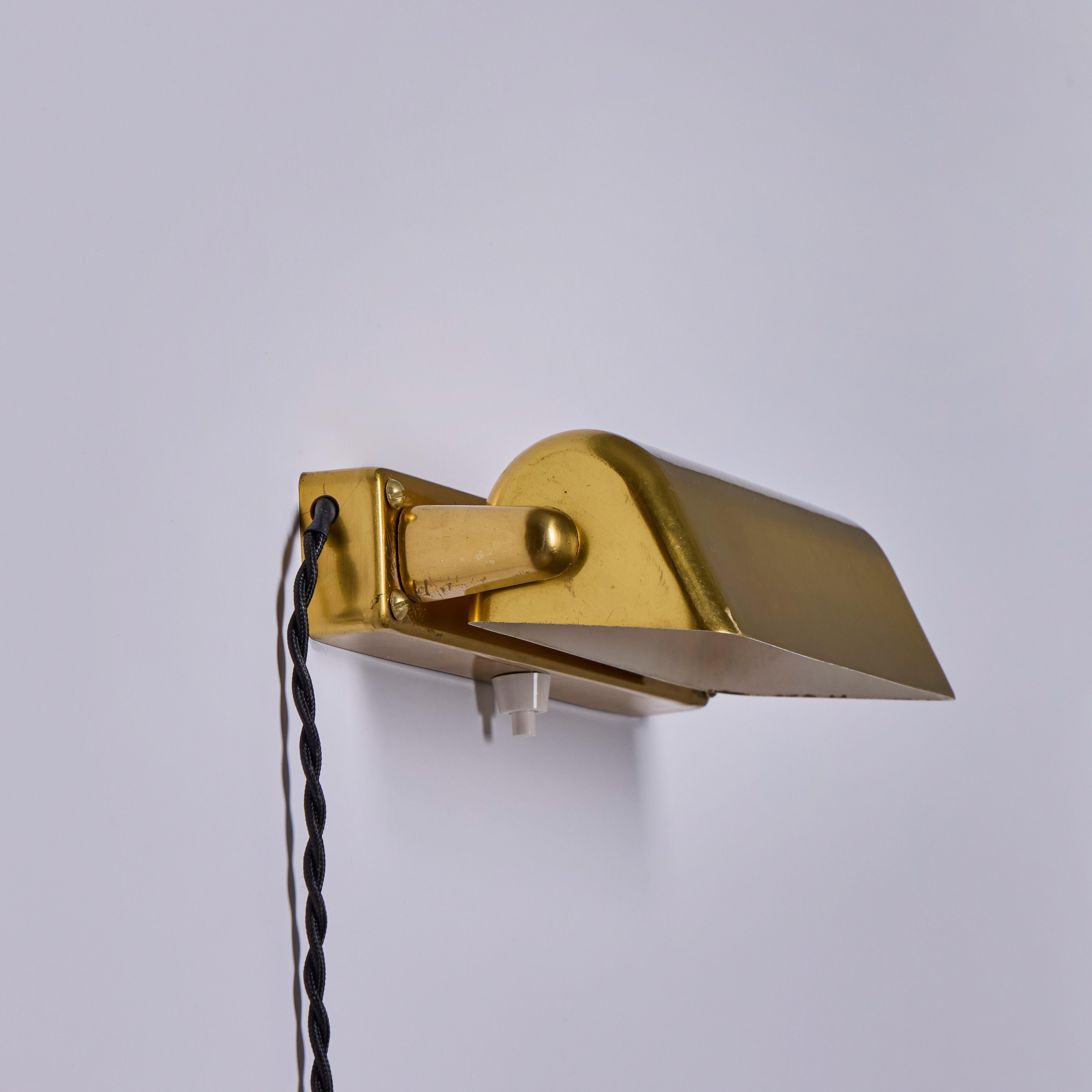 Pair of 1930s Finnish Brass Plug-In Wall Lights Attributed to Paavo Tynell For Sale 7