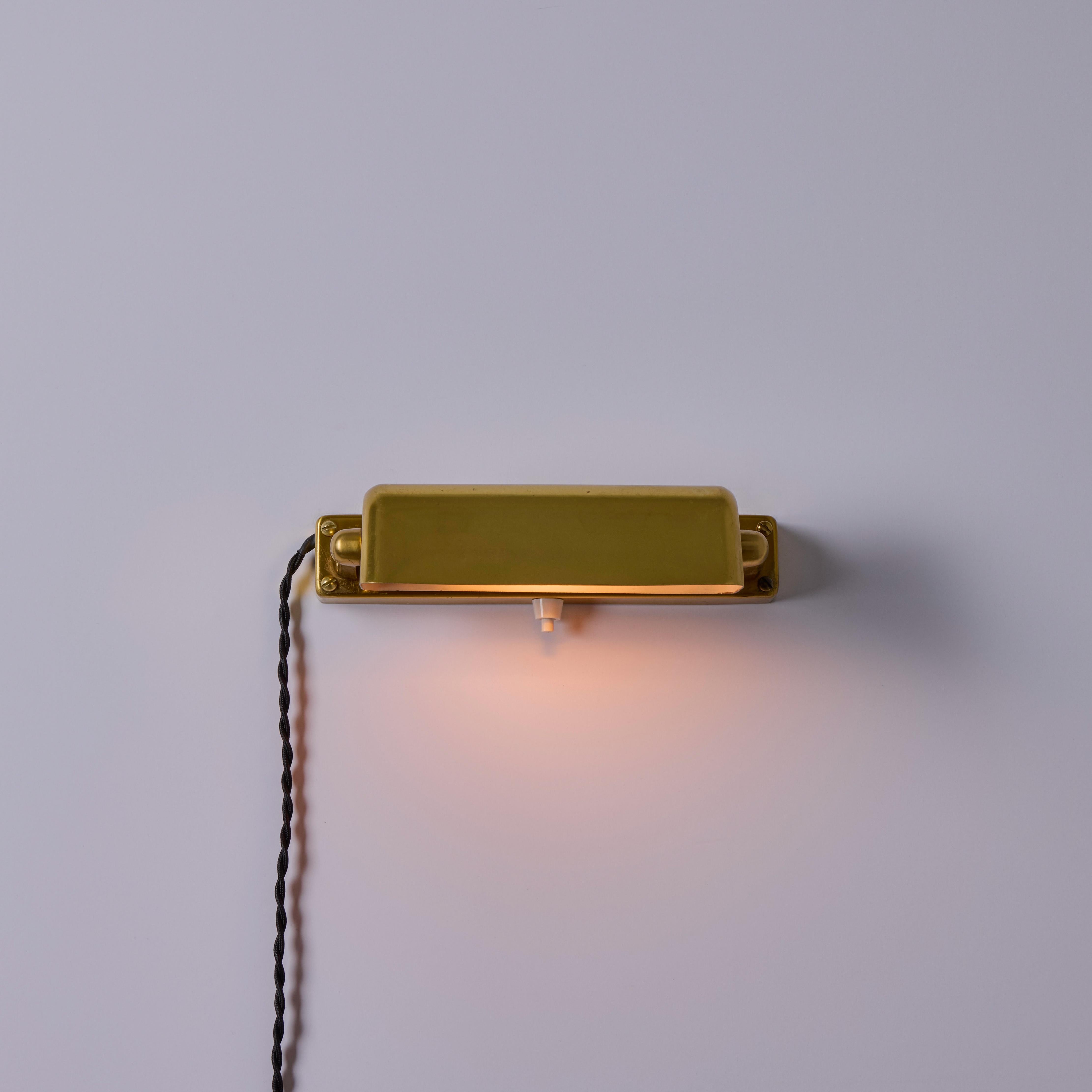 Scandinavian Modern Pair of 1930s Finnish Brass Plug-In Wall Lights Attributed to Paavo Tynell For Sale