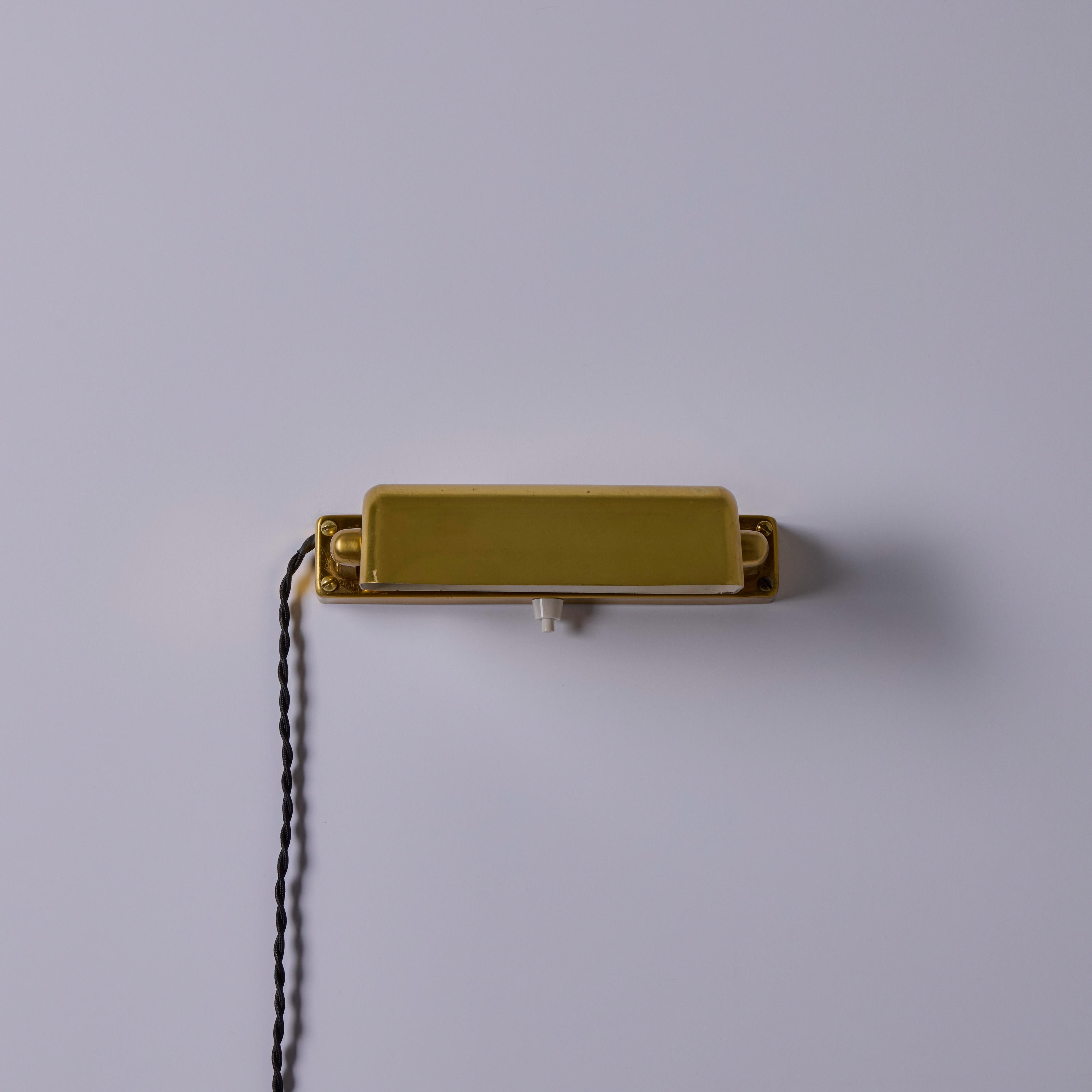 Painted Pair of 1930s Finnish Brass Plug-In Wall Lights Attributed to Paavo Tynell For Sale