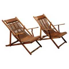 Pair of 1930's Folding Deckchairs