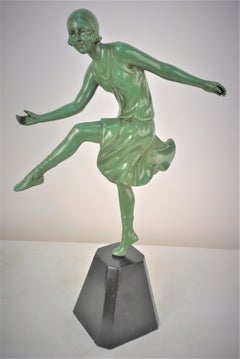 Pair of 1930's French Art Deco Bronze Sculptures of Girls Dancing