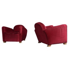 Pair of 1930's French Art Deco Club Chairs attributed to Jules Leleu