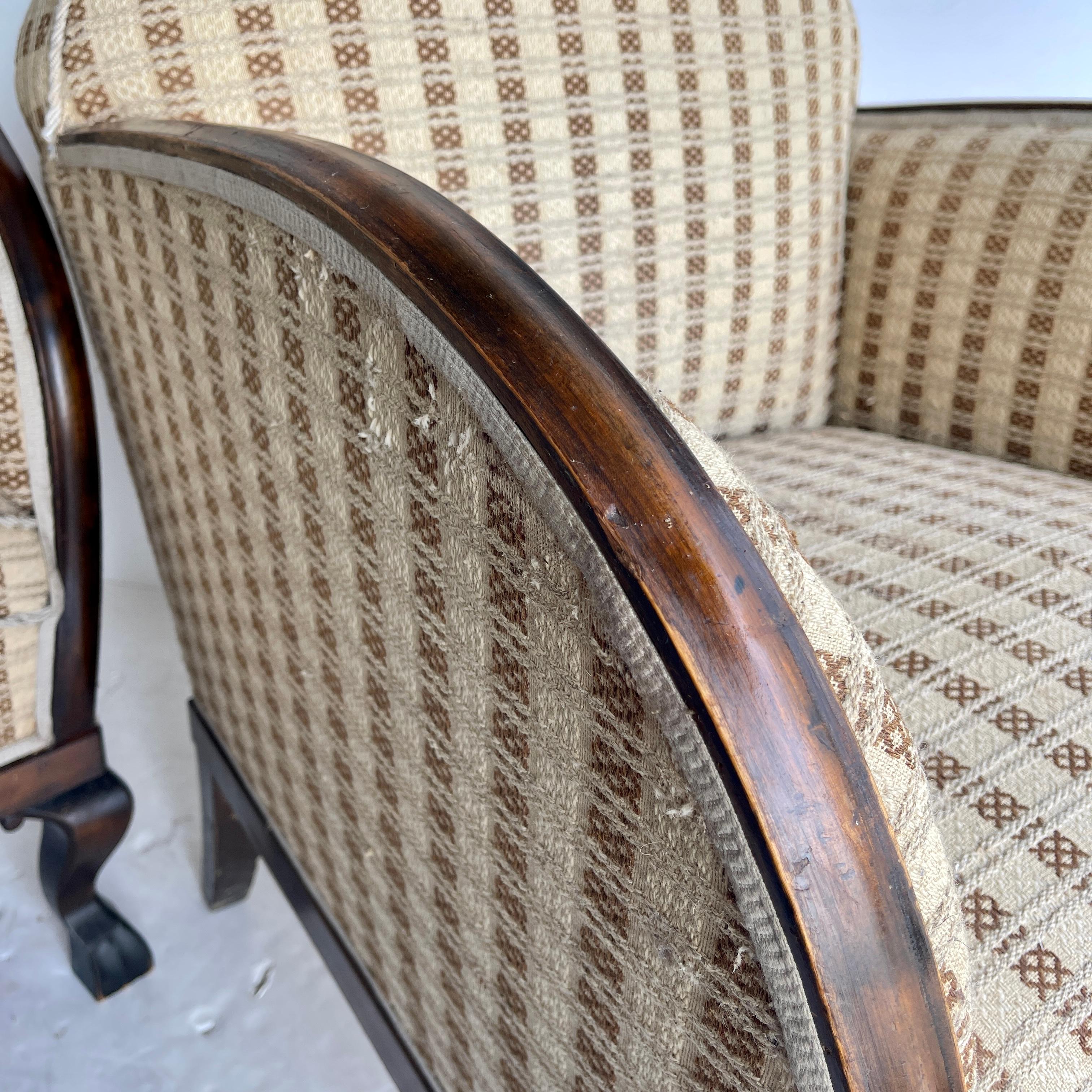 Pair of 1930's French Art Deco Lounge Club Chairs 1
