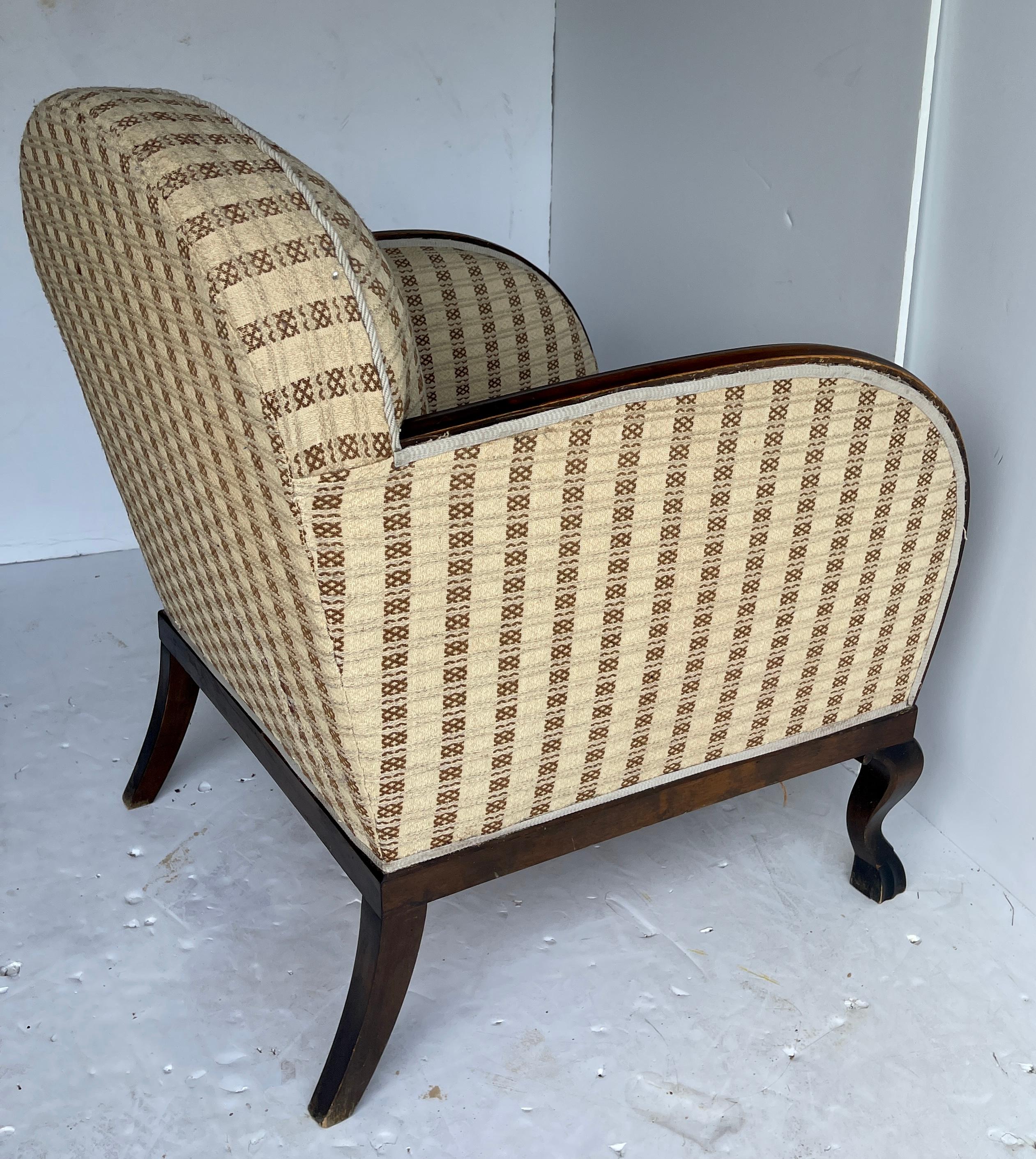 Pair of 1930's French Art Deco Lounge Club Chairs 5