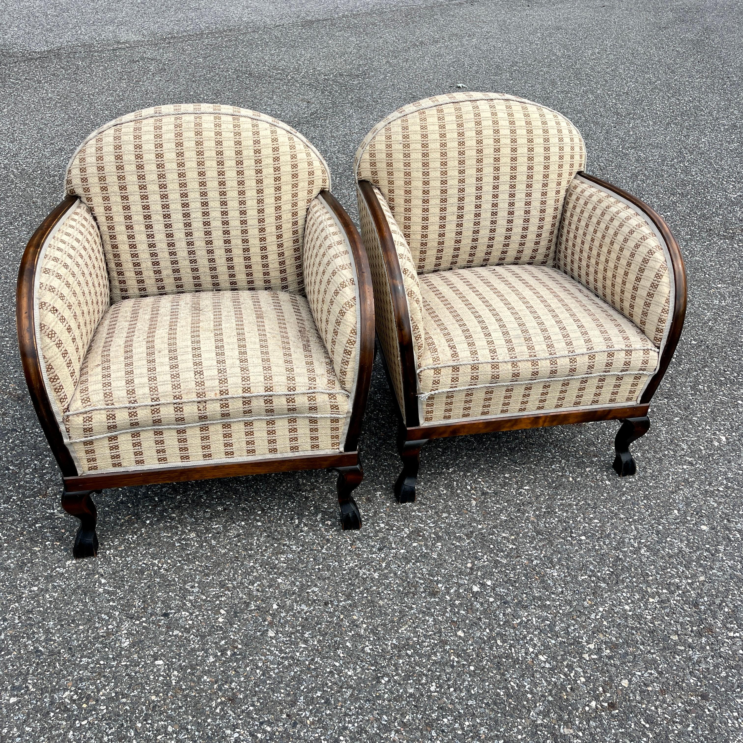 Pair of 1930's French Art Deco Lounge Club Chairs 8