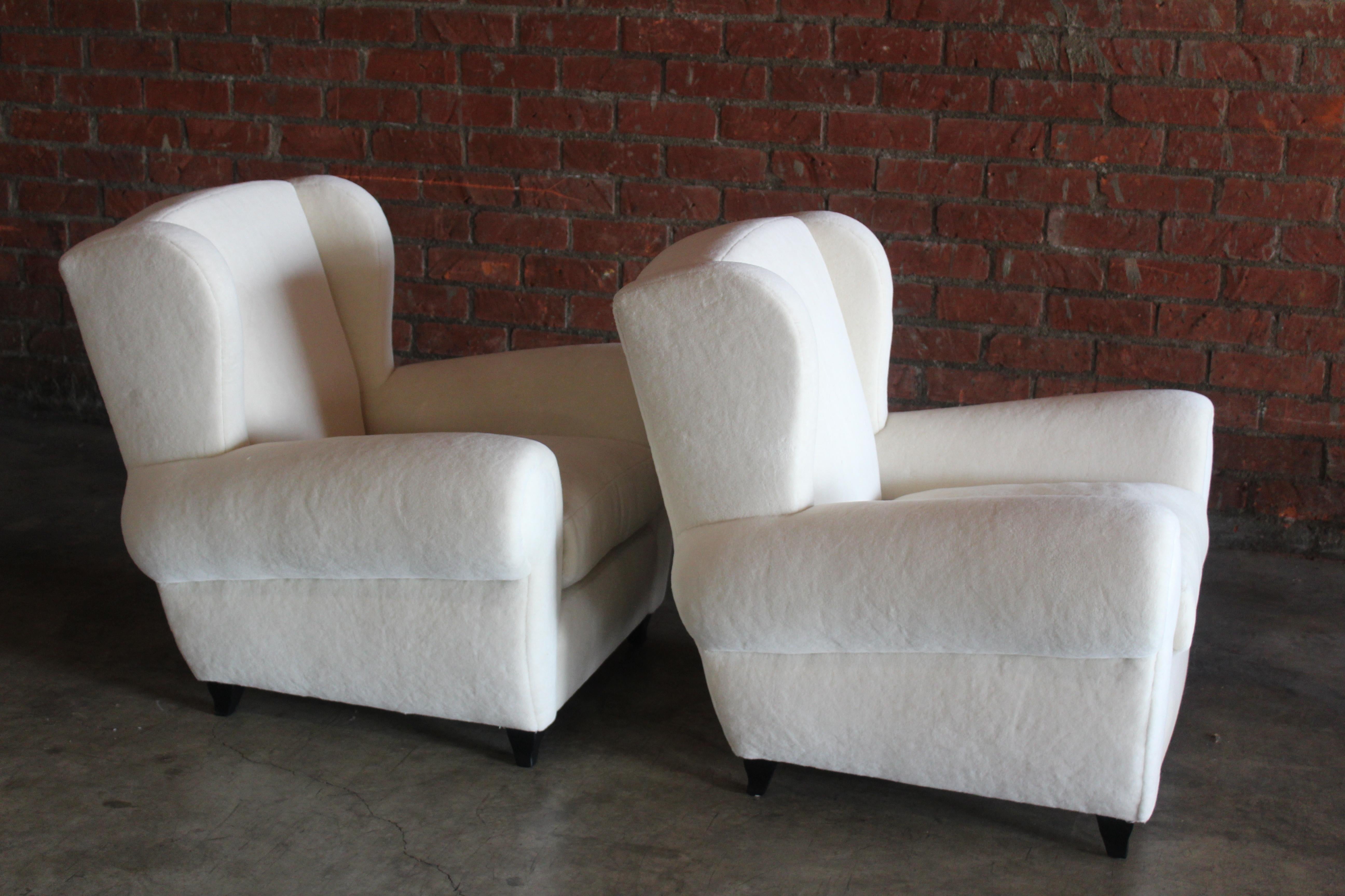 Pair of 1930s Maurice Rinck Style Art Deco French Club Chairs in Alpaca Wool For Sale 8