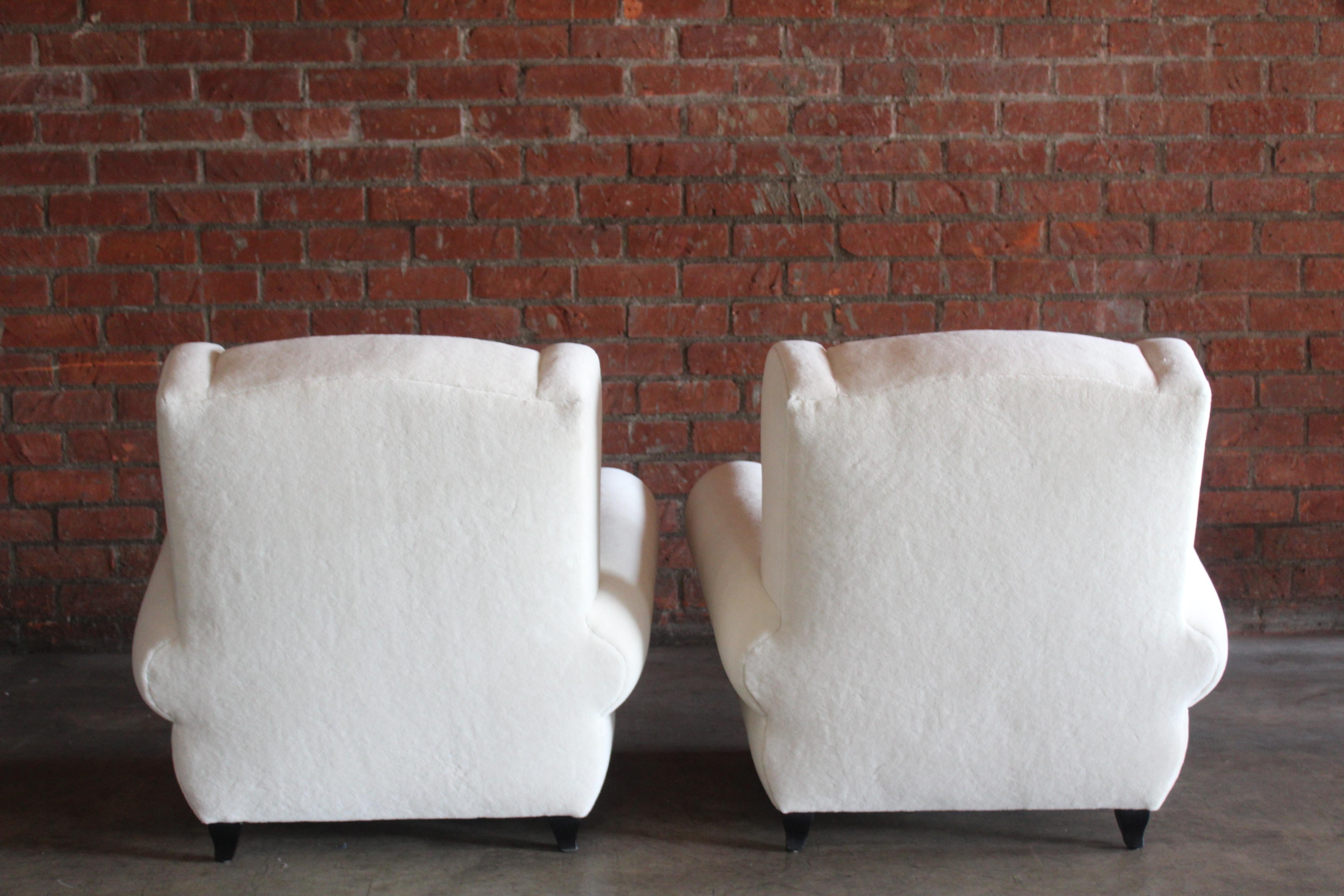Pair of 1930s Maurice Rinck Style Art Deco French Club Chairs in Alpaca Wool For Sale 14