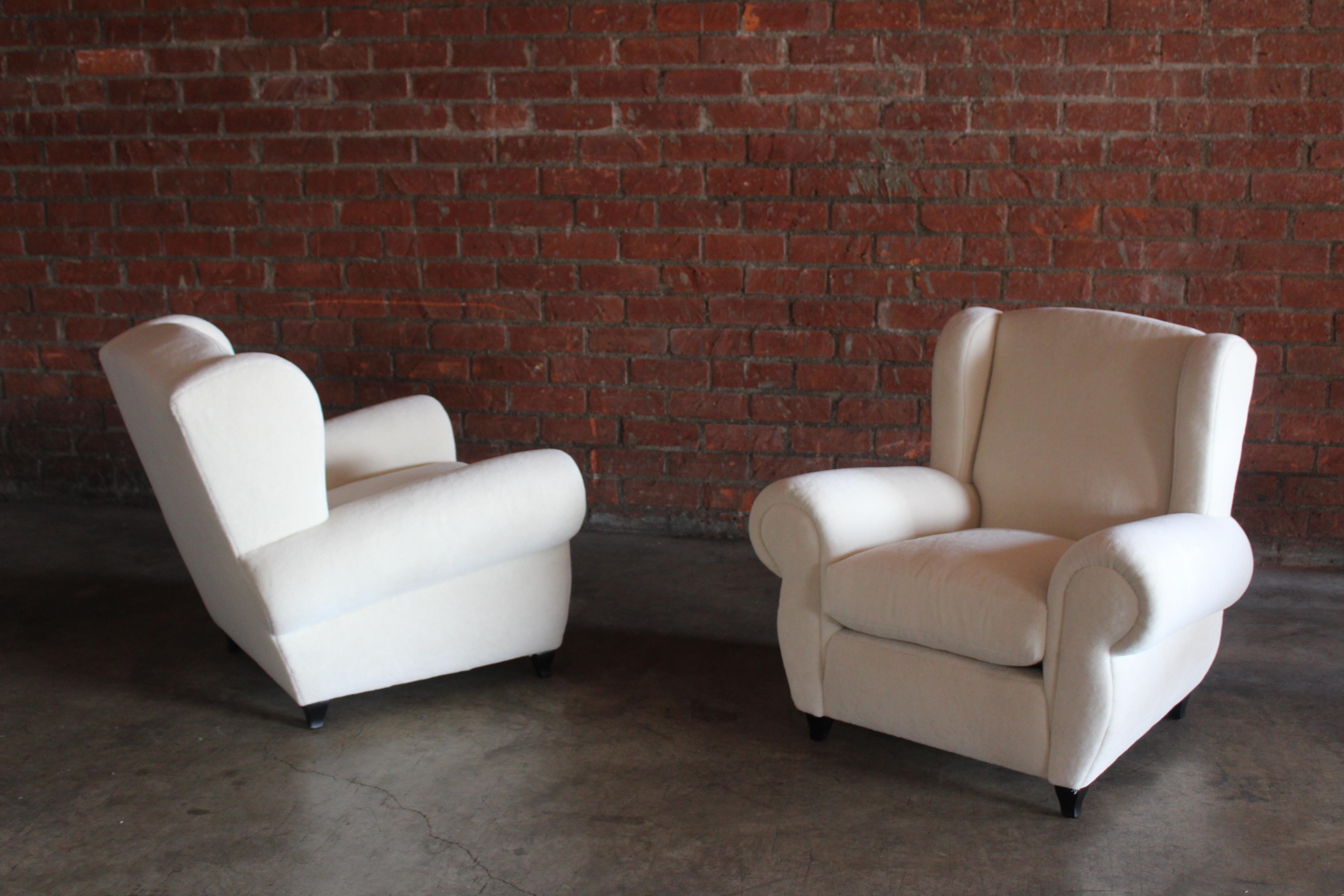 Pair of 1930s Maurice Rinck Style Art Deco French Club Chairs in Alpaca Wool For Sale 16