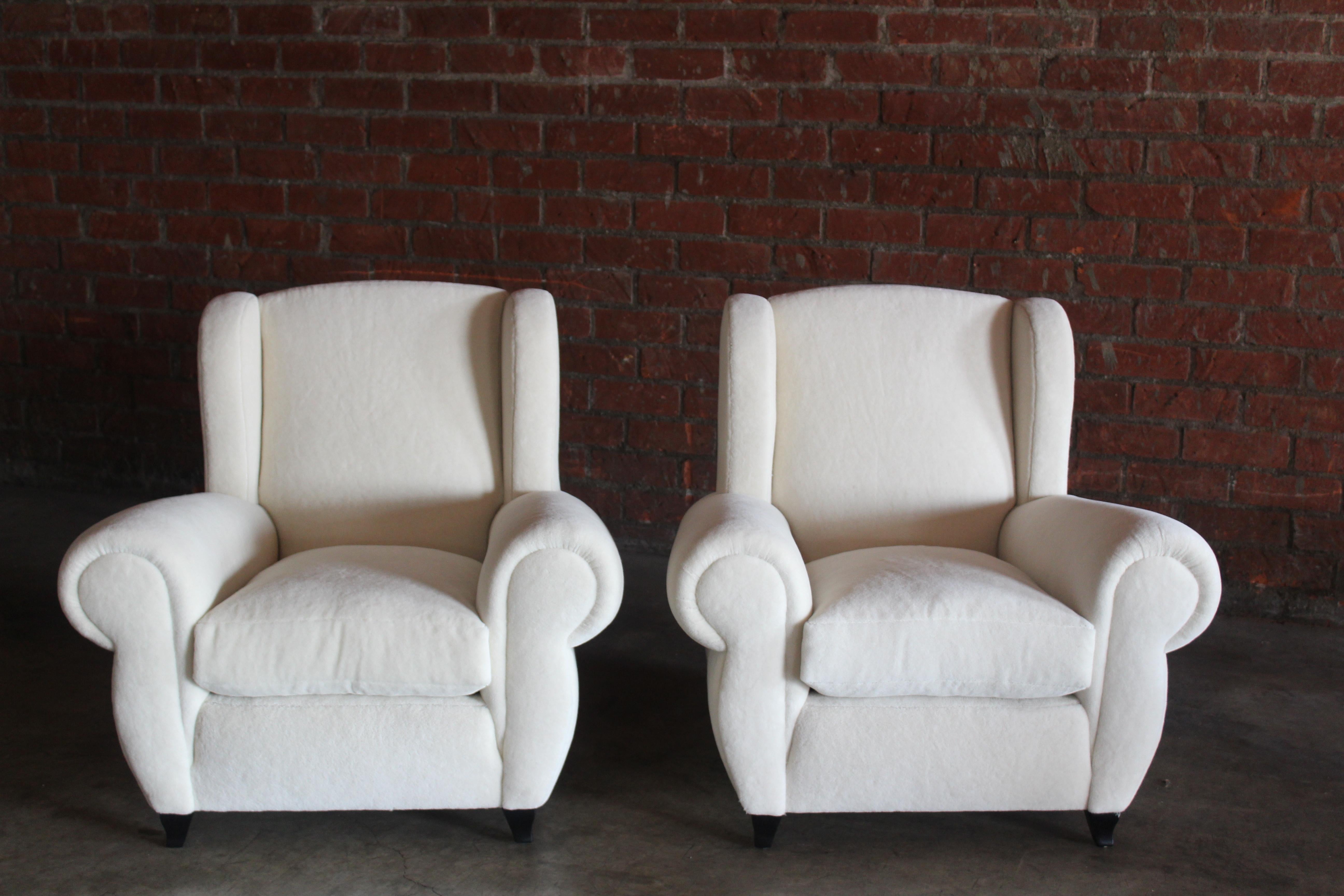 Pair of 1930s Maurice Rinck Style Art Deco French Club Chairs in Alpaca Wool For Sale 1