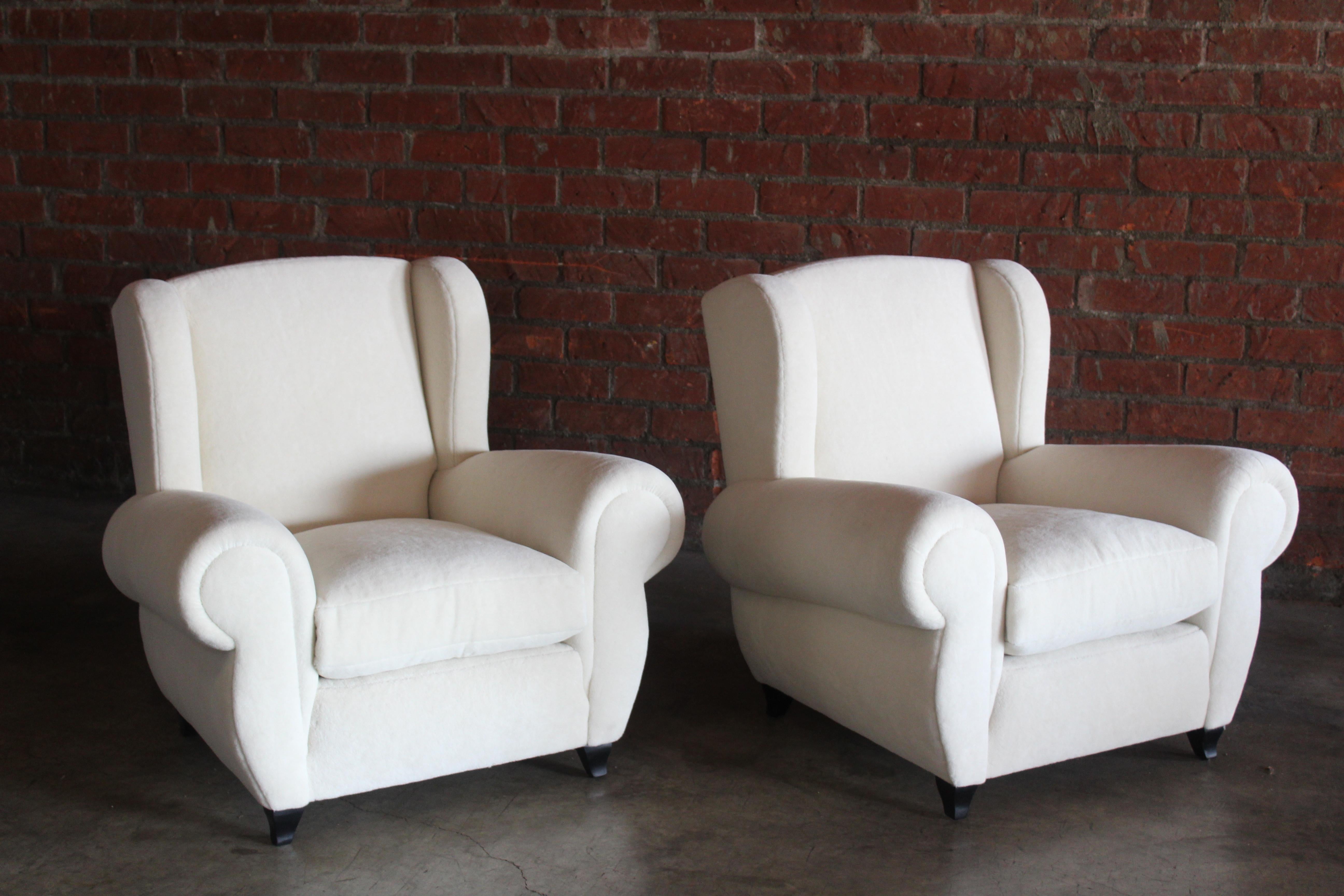 Pair of 1930s Maurice Rinck Style Art Deco French Club Chairs in Alpaca Wool For Sale 4