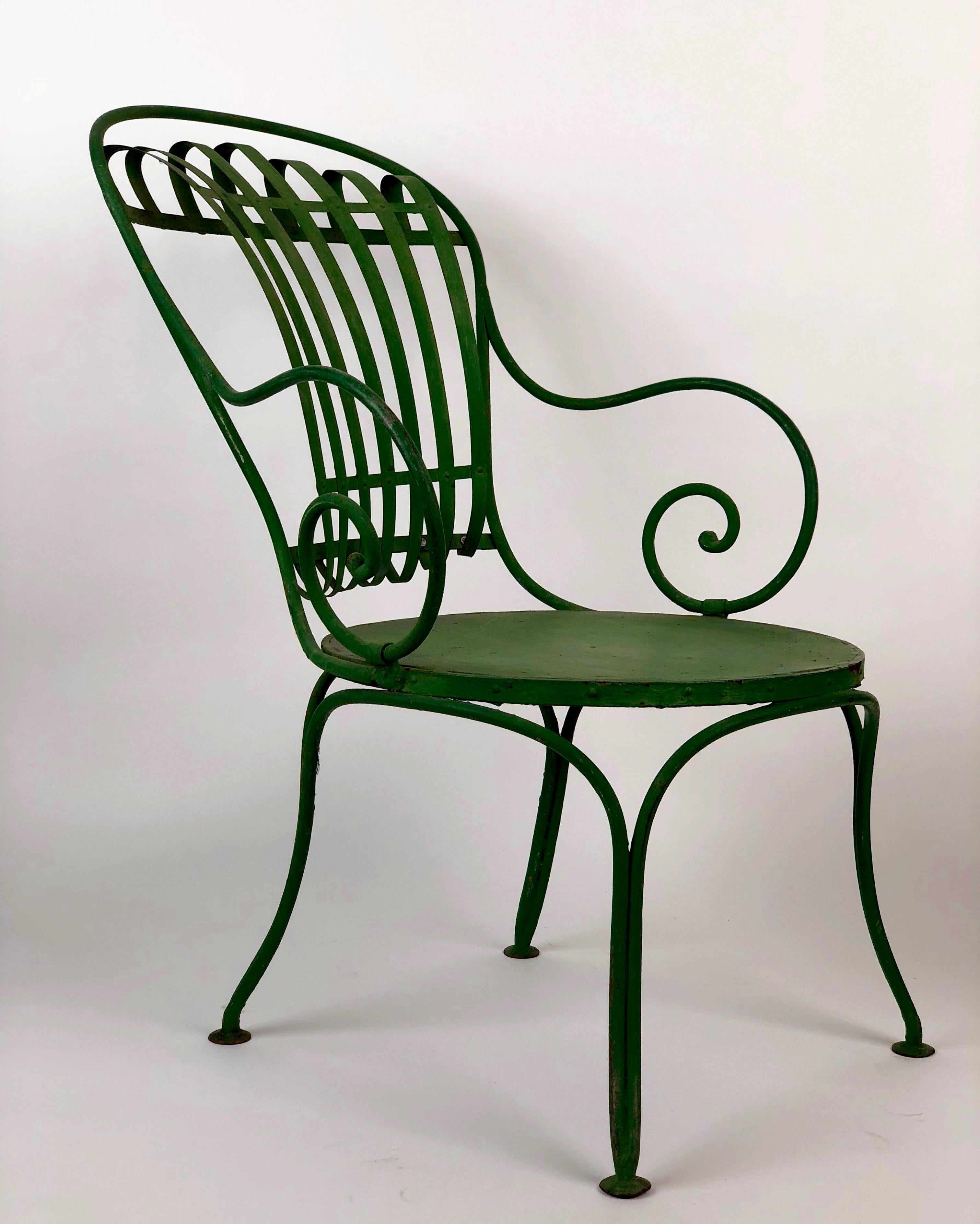 Welded Pair of 1930s French Garden Chairs from Francois Carre