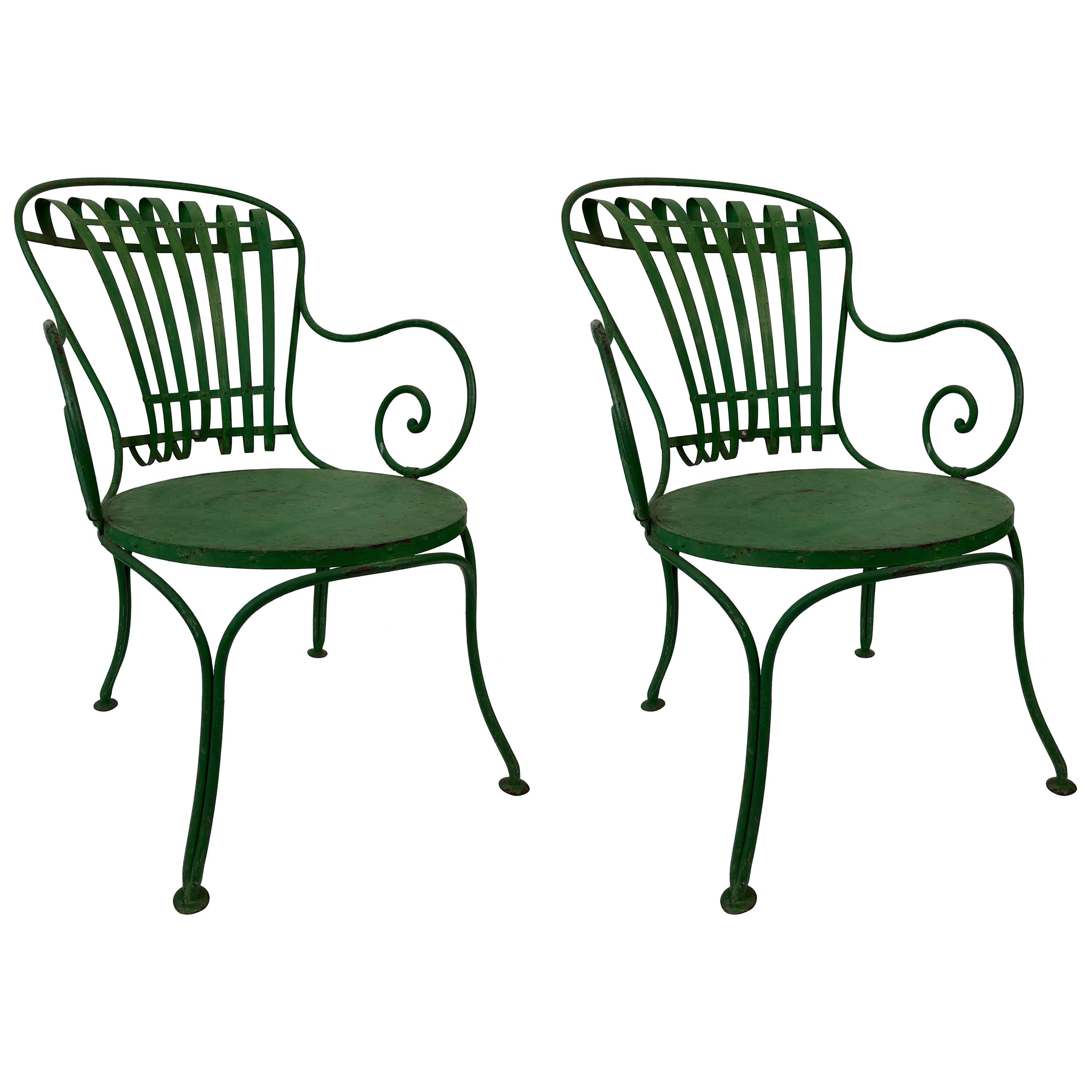 Pair of 1930s French Garden Chairs from Francois Carre