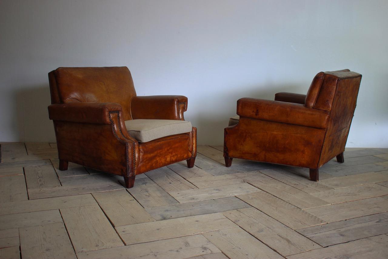 Pair of 1930s French Leather Armchairs 2