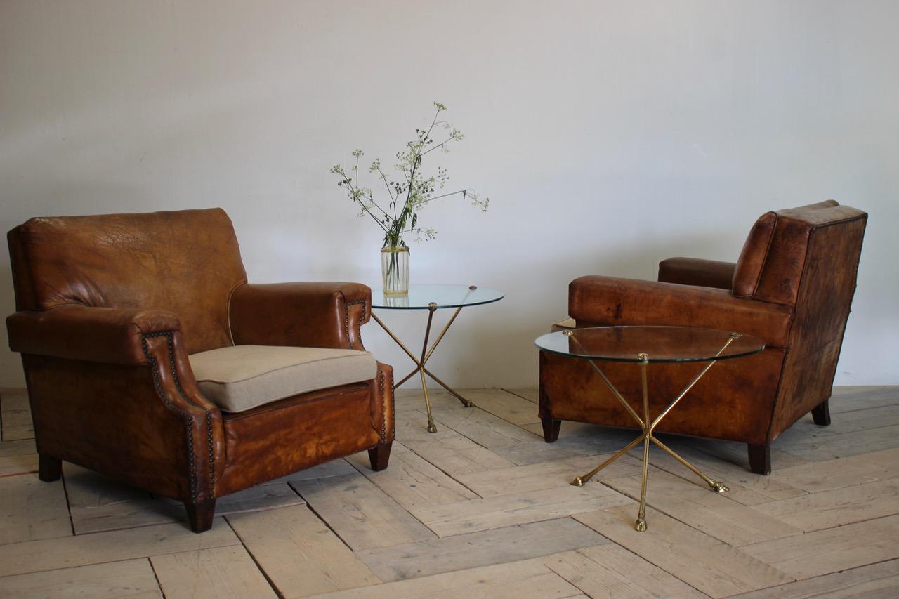 Pair of 1930s French Leather Armchairs 3