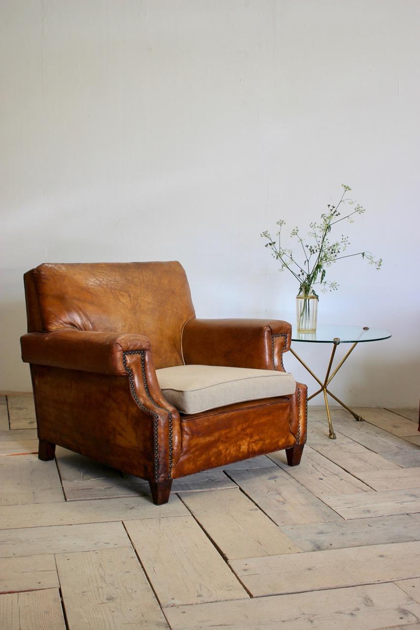 Pair of 1930s French Leather Armchairs 4