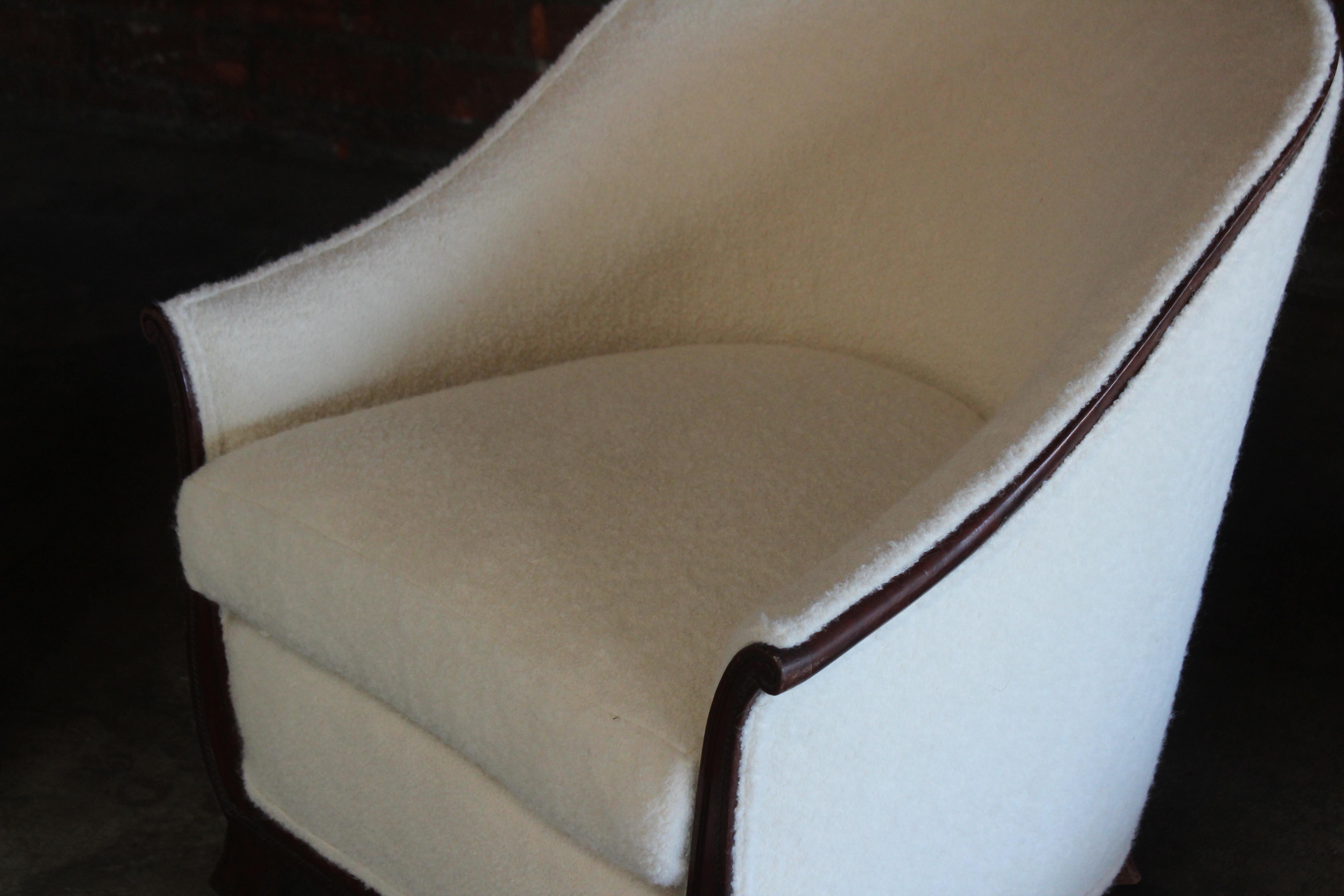 Pair of Lounge Chairs in Alpaca Wool, France, 1930s. Attributed to Jules Leleu 14