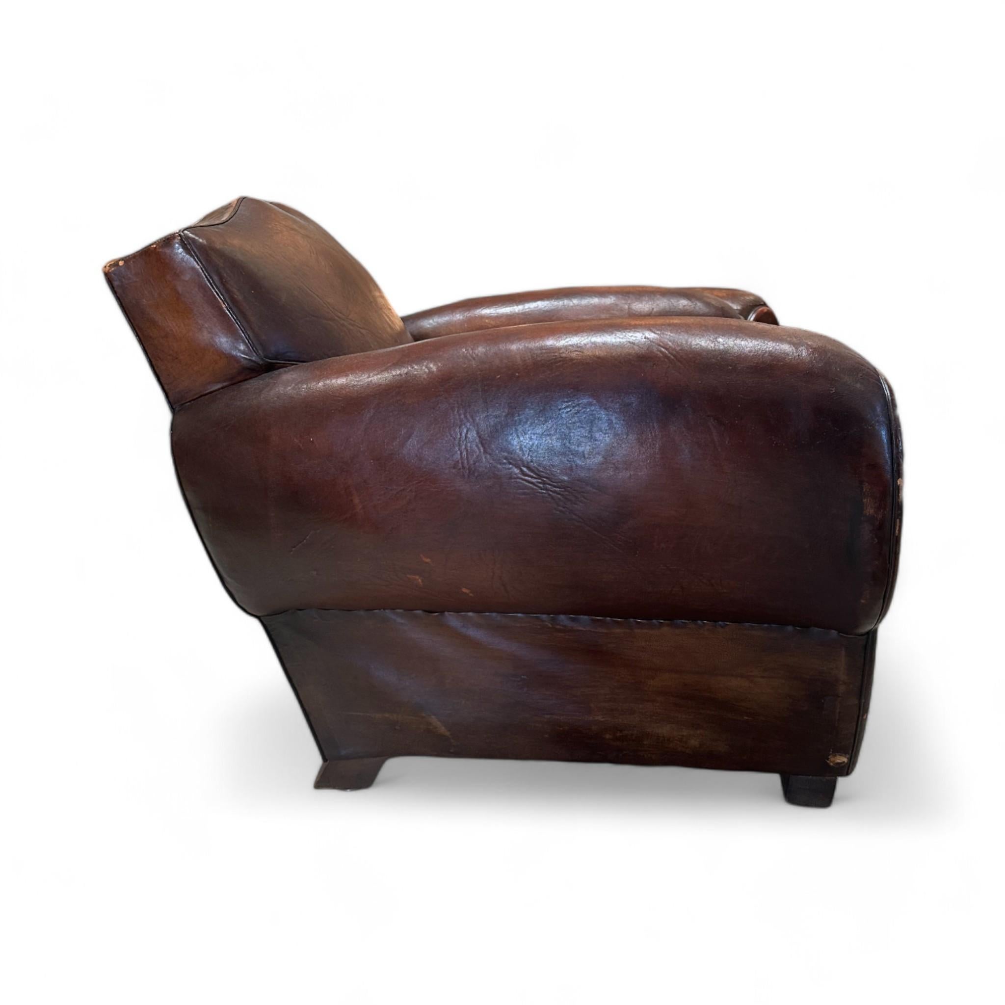 Mid-20th Century Pair of 1930s French Mustache Club Chairs