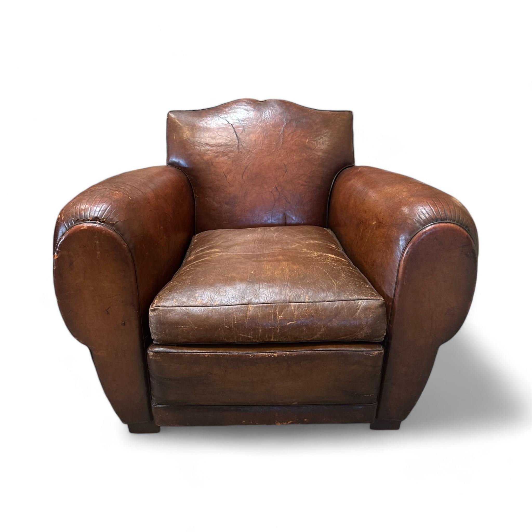 Pair of 1930s French Mustache Club Chairs 1