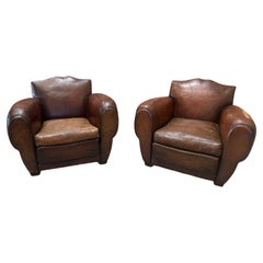 Pair of 1930s French Mustache Club Chairs