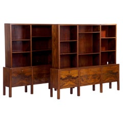 Paire d'unités de bureau en bois dur de Frits Henningsen des années 1930 avec étagères sur armoires