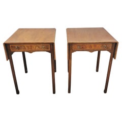 Antique Pair of 1930s George III Cross-Banded Mahogany Inlay Pembroke Tables