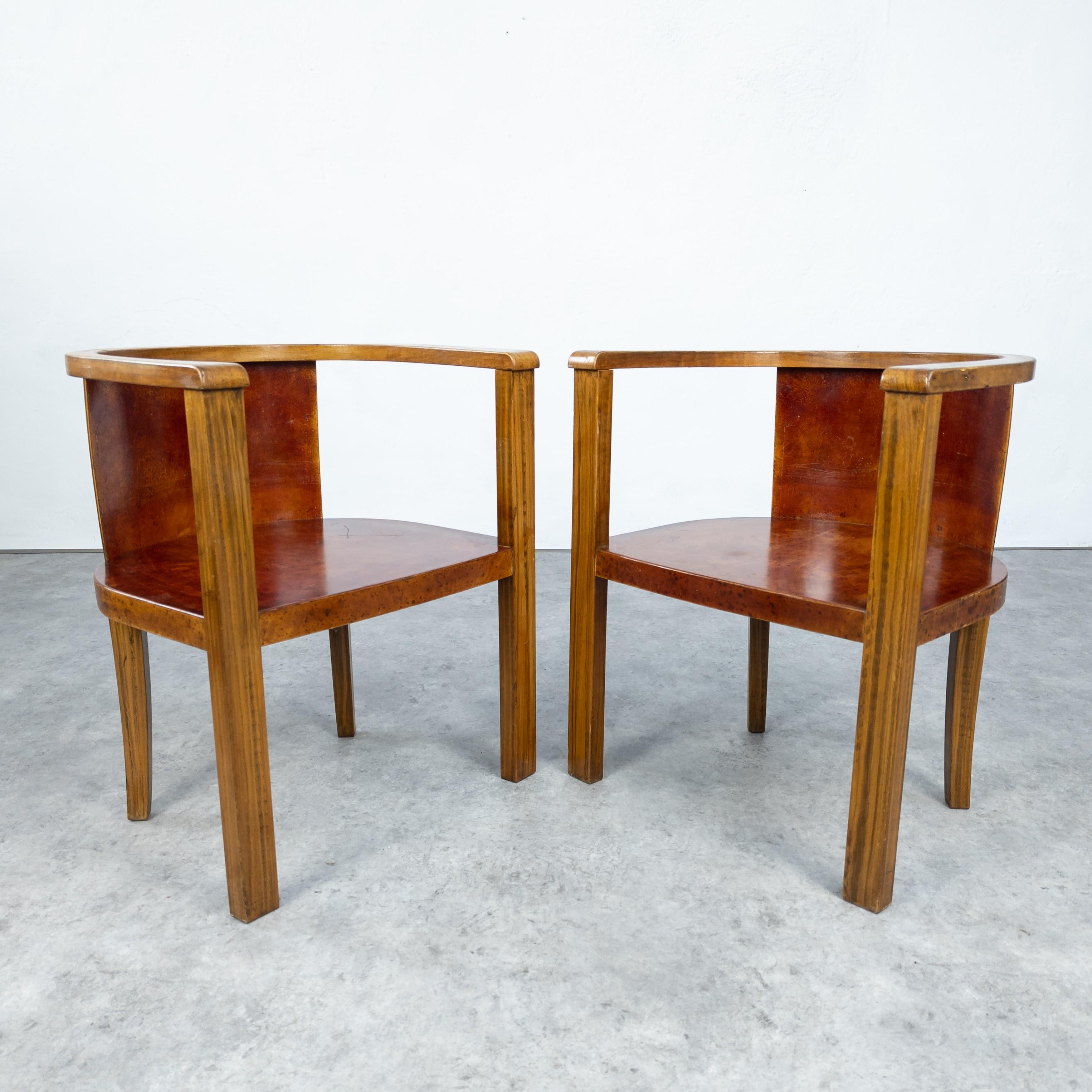 Bauhaus Pair of 1930's German Modernist Barrel Chairs For Sale