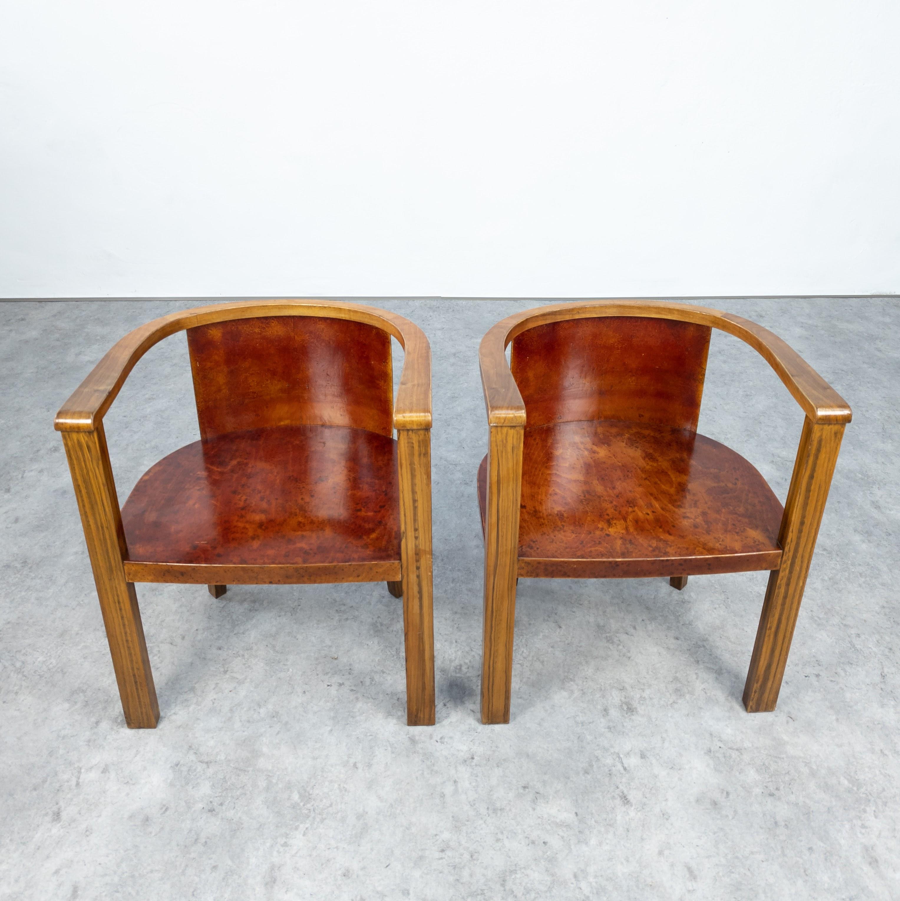 Mid-20th Century Pair of 1930's German Modernist Barrel Chairs For Sale