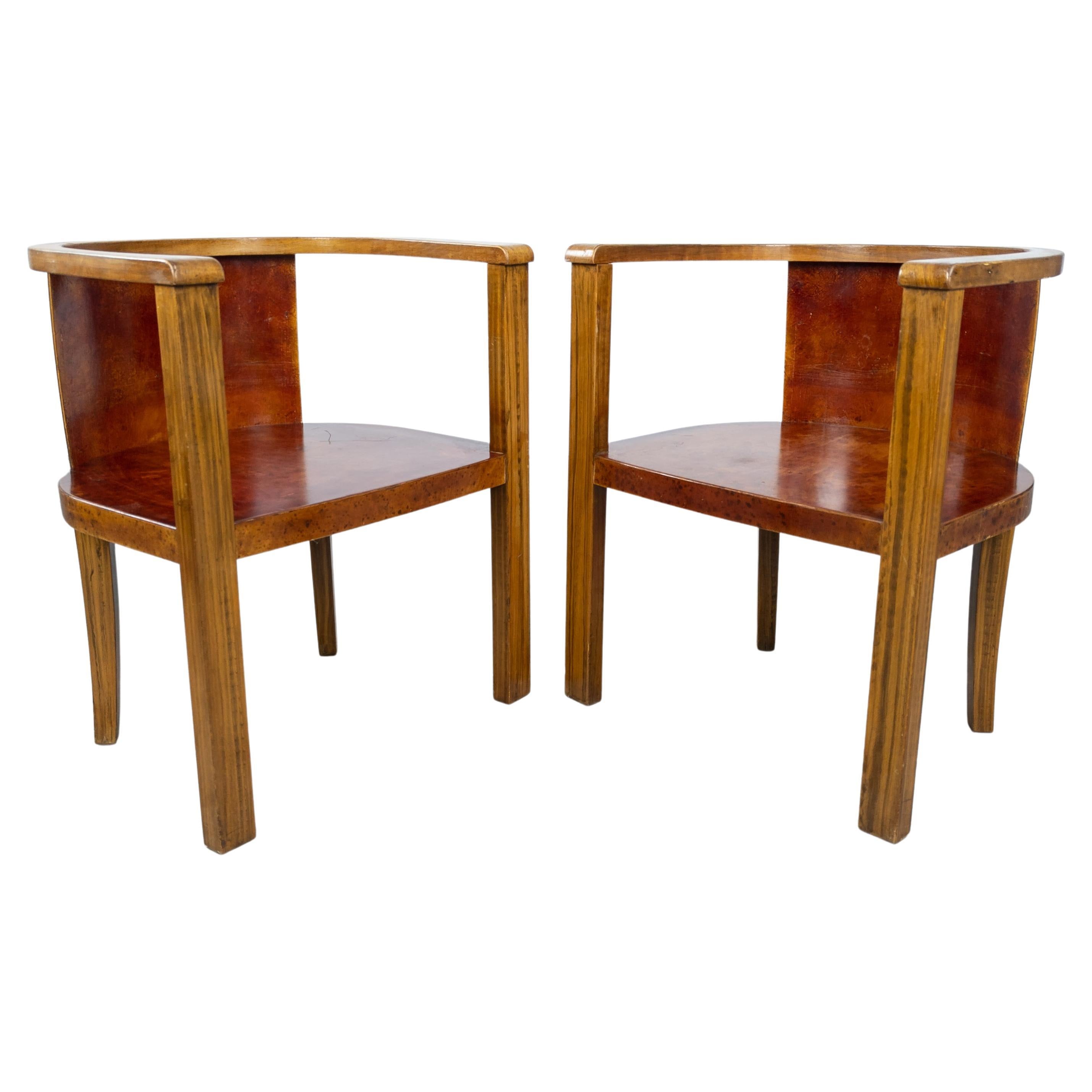 Pair of 1930's German Modernist Barrel Chairs For Sale