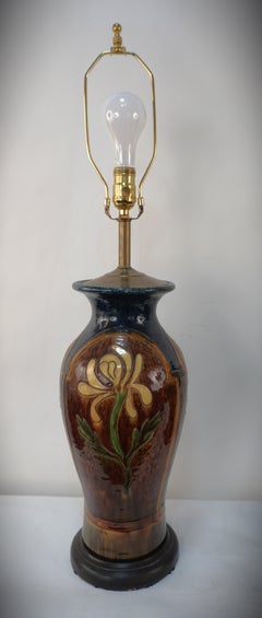 Pair of 1930's hand-Crafted Belgium pottery Table Lamps