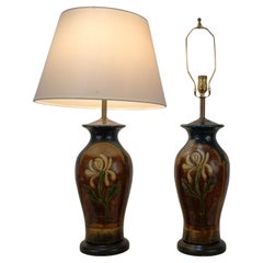 Pair of 1930's hand-Crafted Belgium pottery Table Lamps