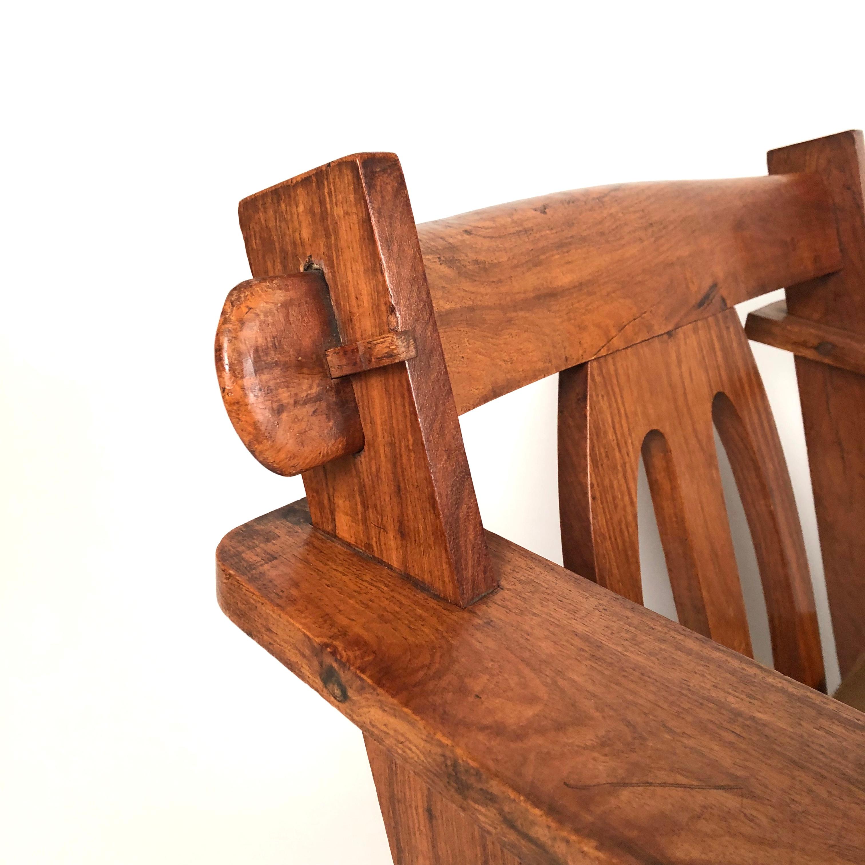 Carved Pair of 1930s Hawaiian Teak Lounge Chairs