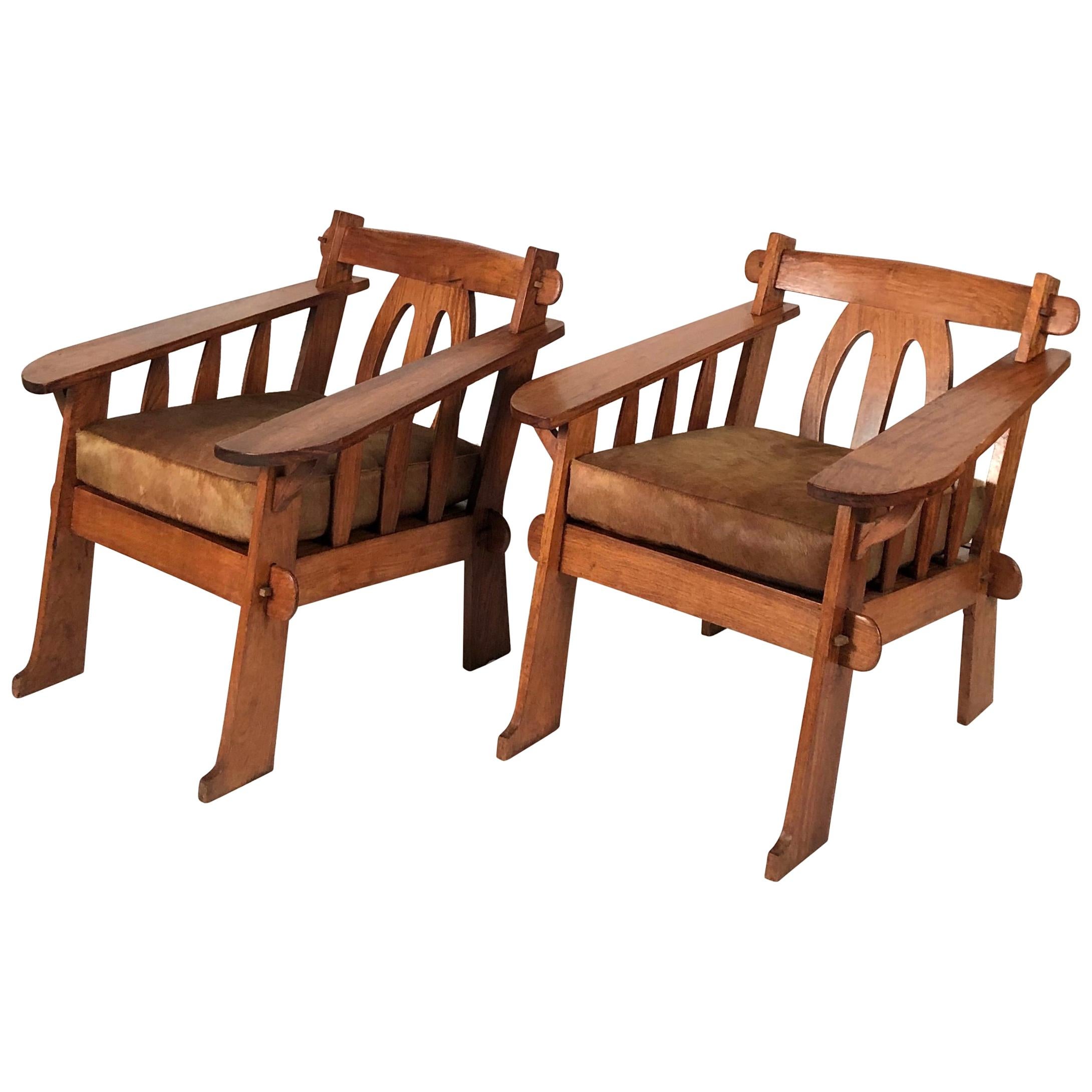 Pair of 1930s Hawaiian Teak Lounge Chairs