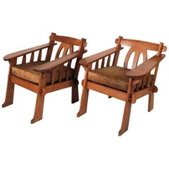 Pair of 1930s Hawaiian Teak Lounge Chairs