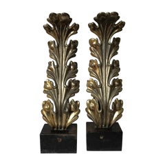 Pair of 1930s Hollywood Regency Plume Andirons