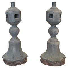 Pair of 1930s Indian Hand Hammered Metal & Wood Table Legs