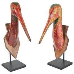Pair of 1930s Indonesian Guardian Bird Plaques