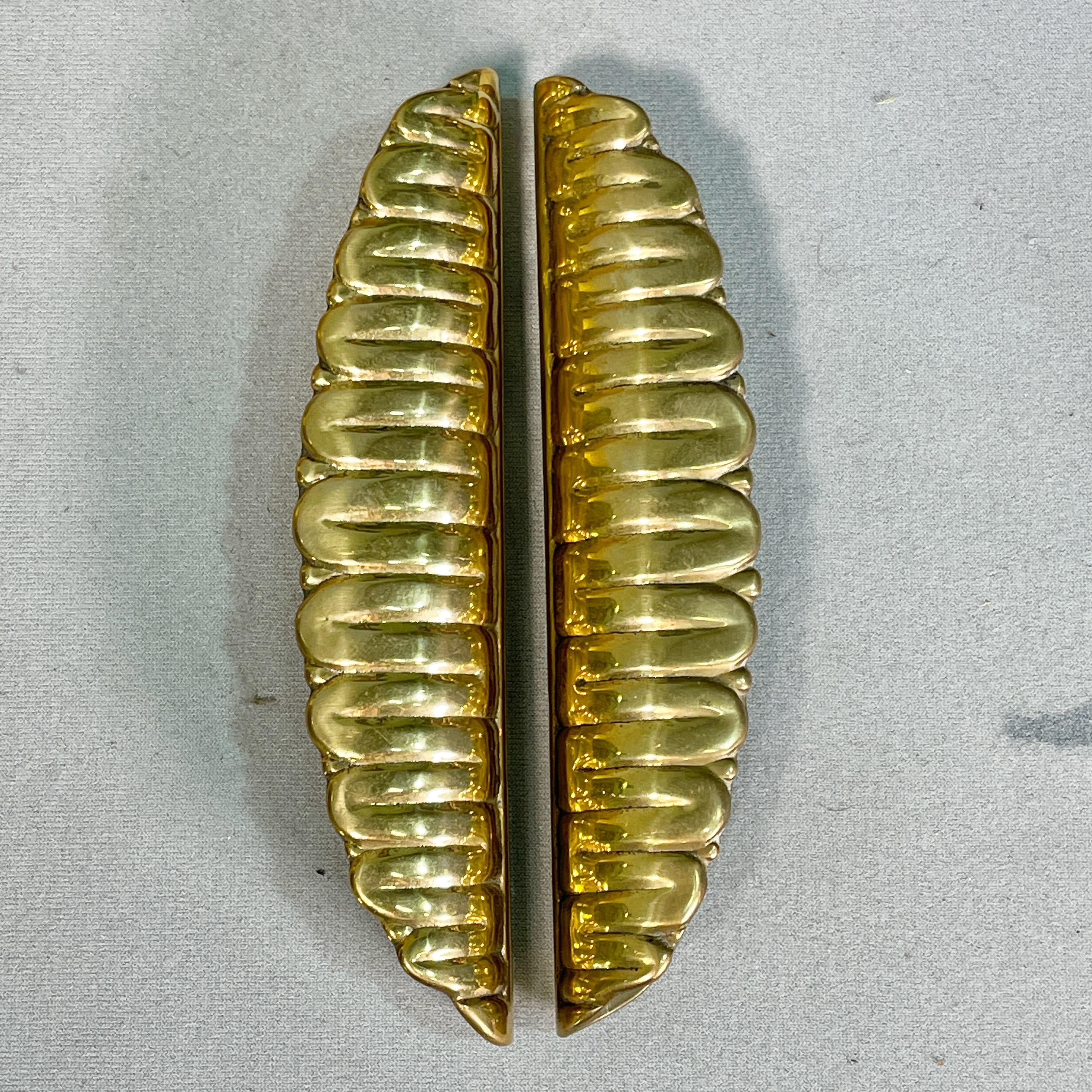 Art Deco Pair of 1930's Italian Brass Door Pulls For Sale