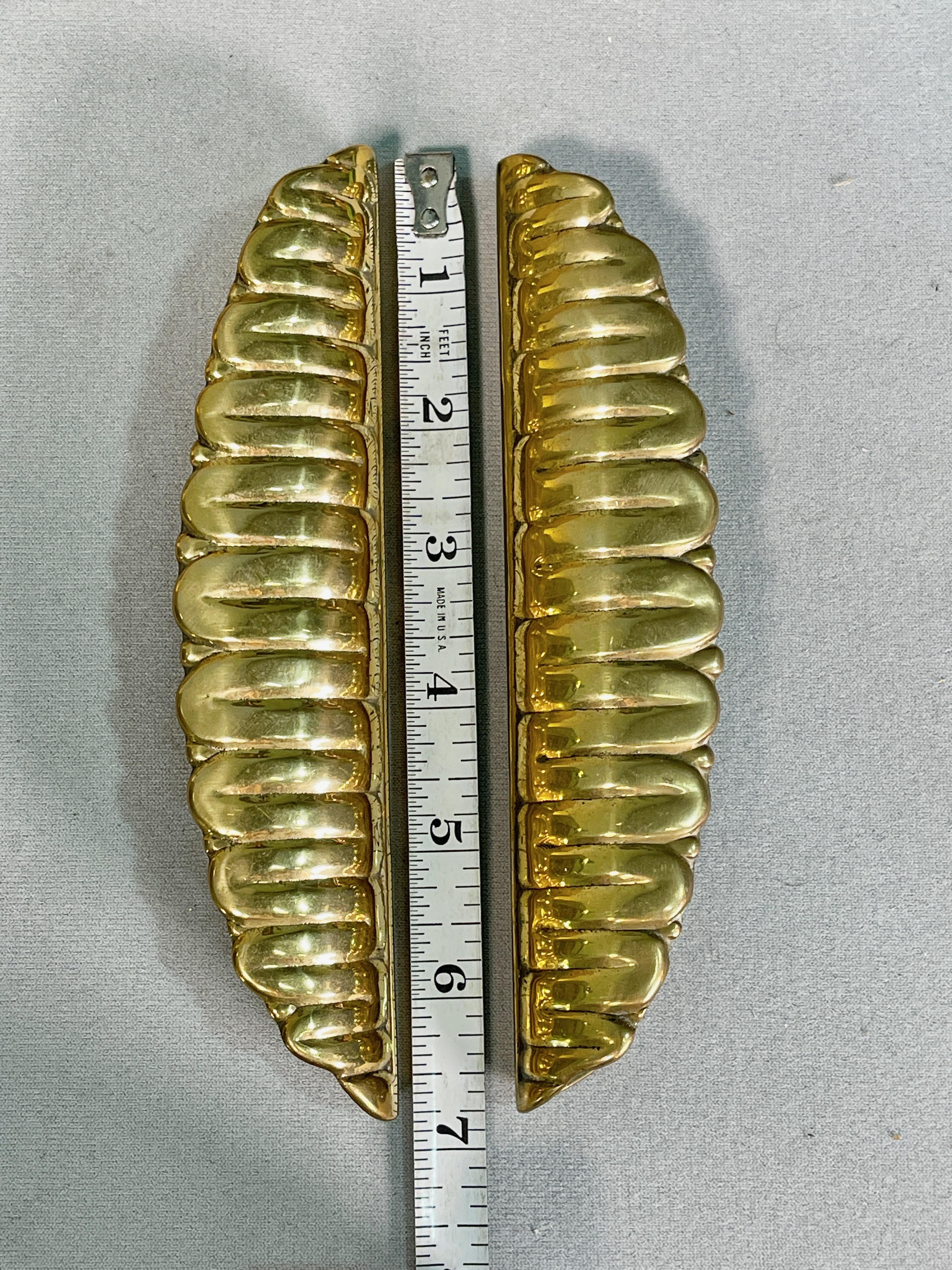 Polished Pair of 1930's Italian Brass Door Pulls For Sale