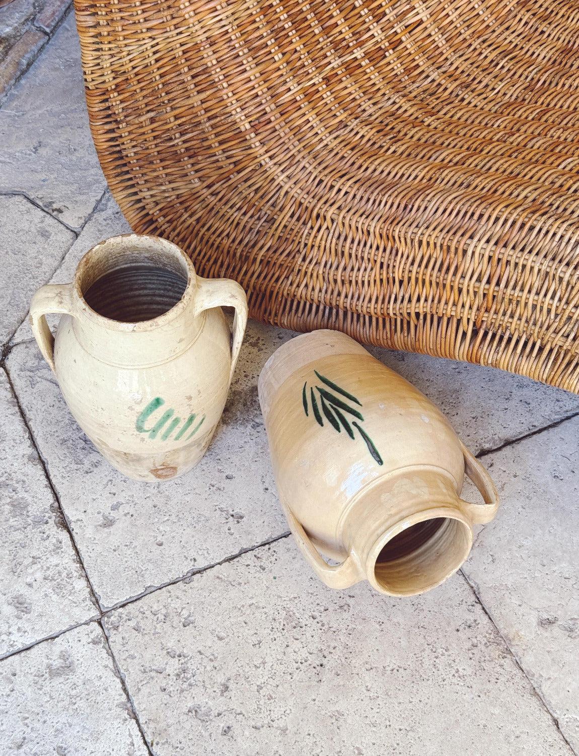 Paire de pots à arbre de vie italiens des années 1930 avec poignées (grand) Bon état - En vente à Florence, Tuscany