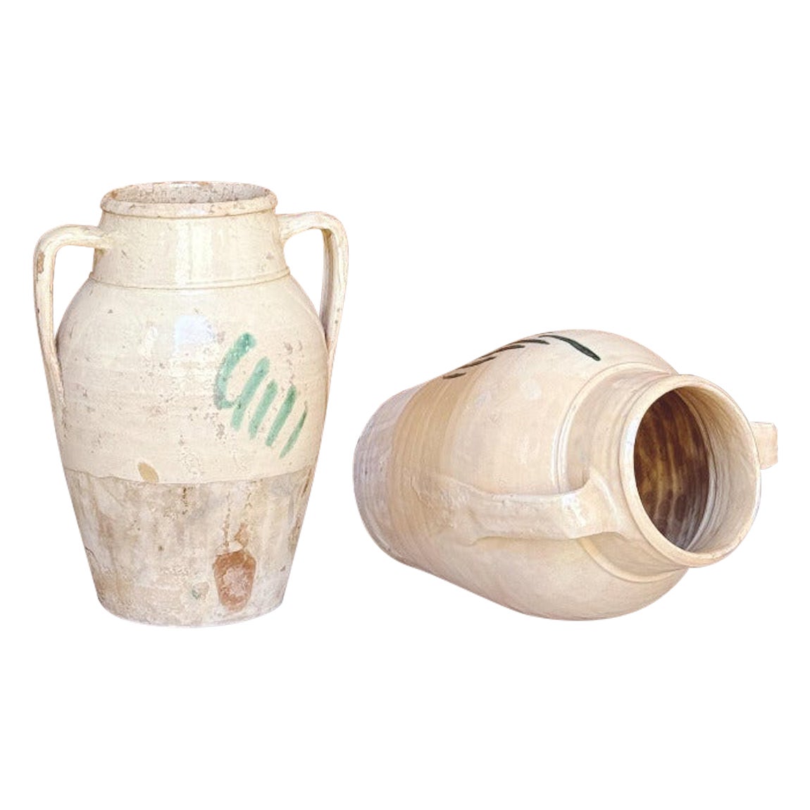Paire de pots à arbre de vie italiens des années 1930 avec poignées (grand) en vente